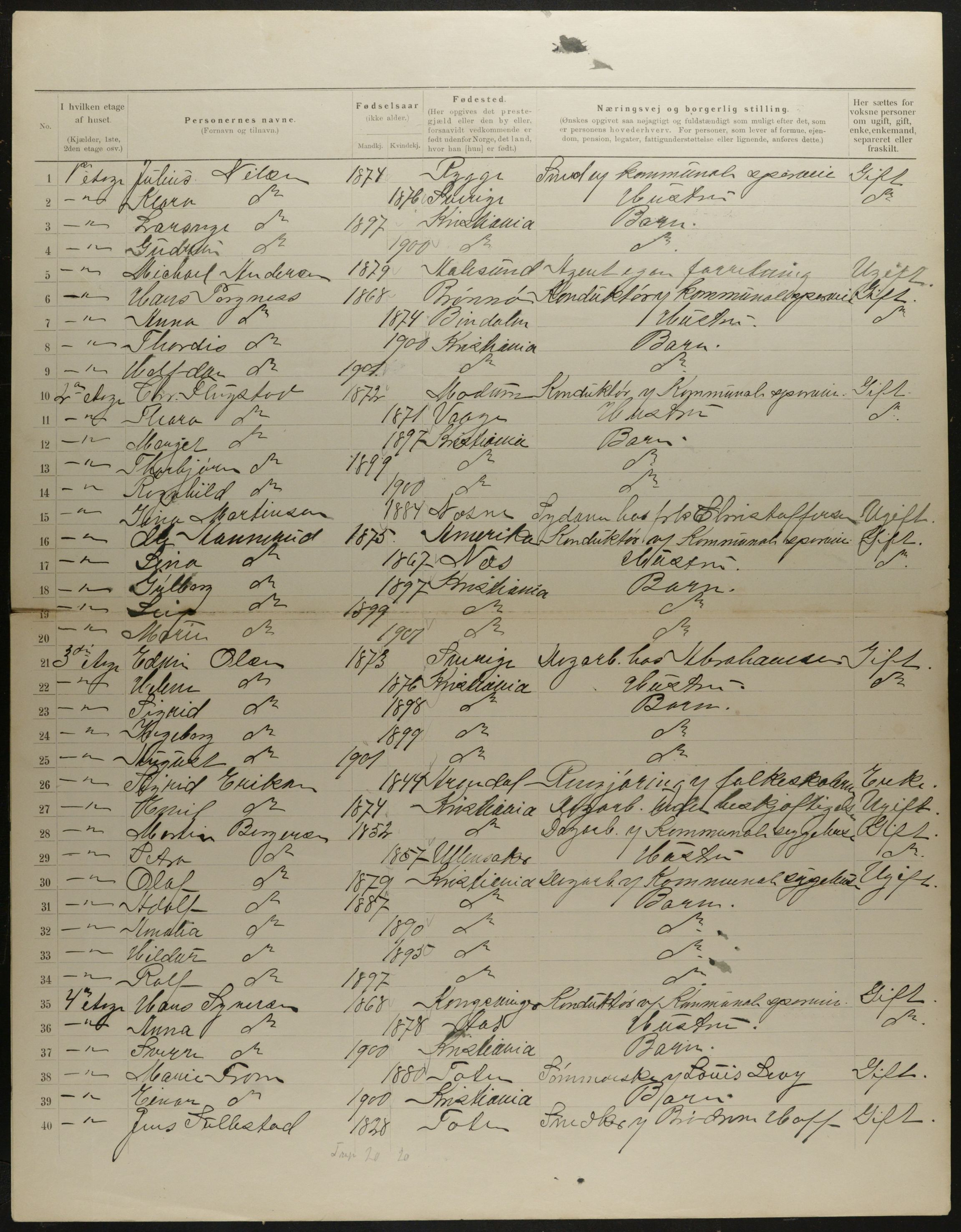 OBA, Municipal Census 1901 for Kristiania, 1901, p. 7710