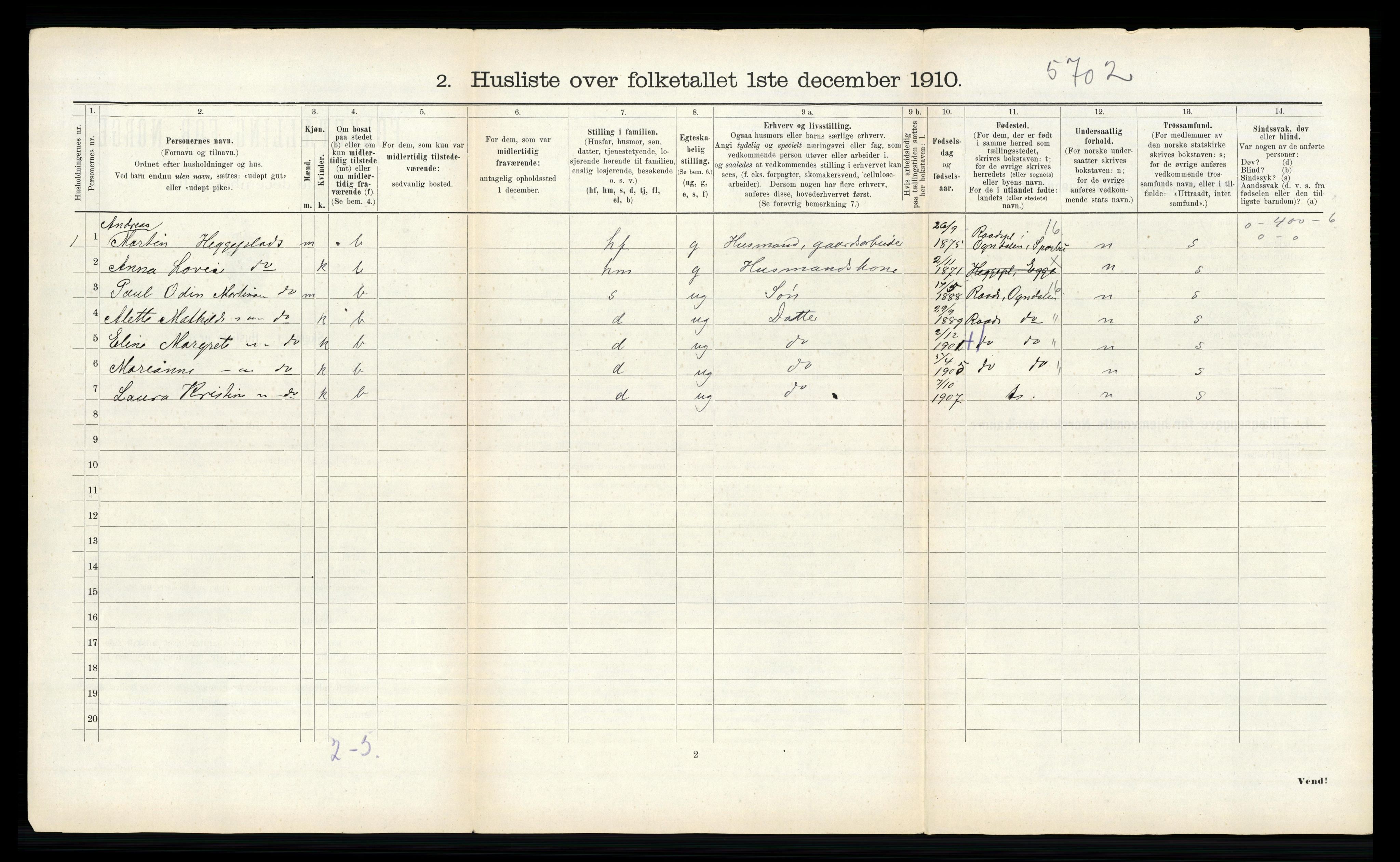 RA, 1910 census for Egge, 1910, p. 170