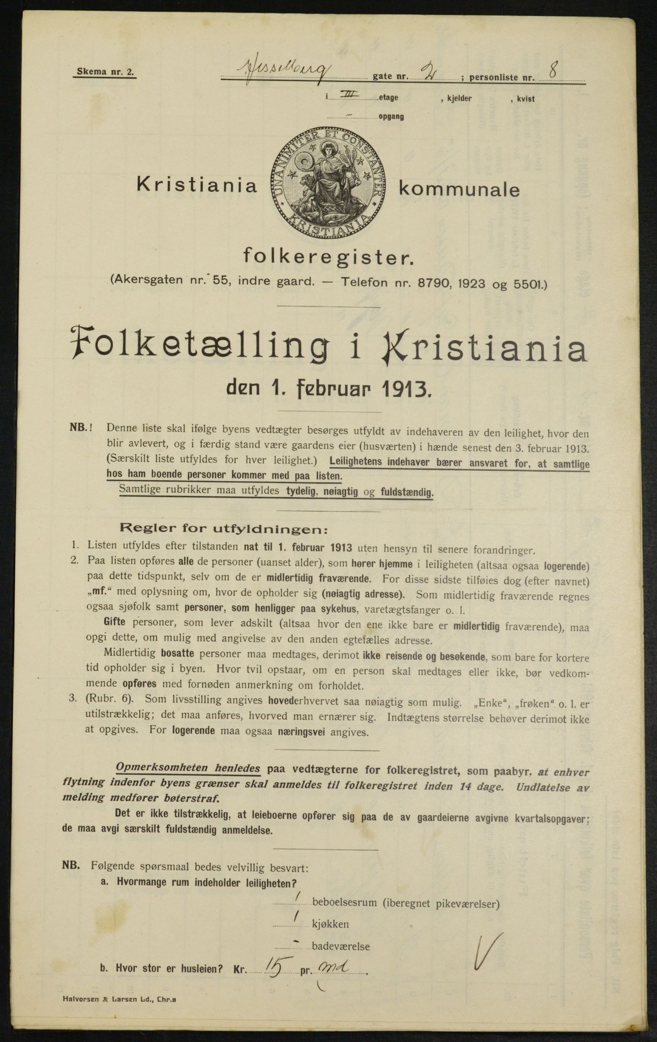 OBA, Municipal Census 1913 for Kristiania, 1913, p. 39685