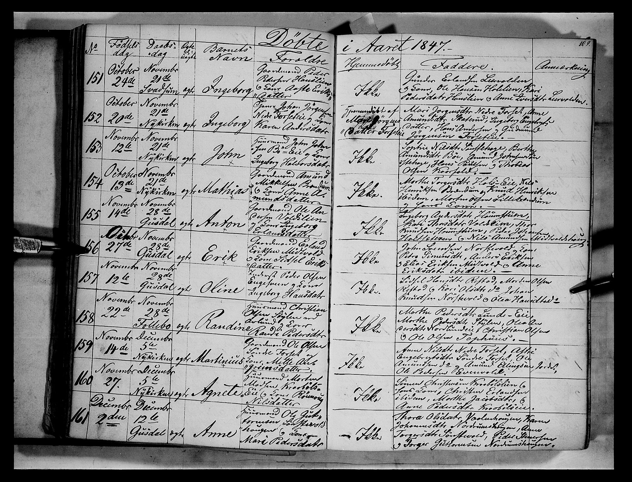 Gausdal prestekontor, SAH/PREST-090/H/Ha/Haa/L0007: Parish register (official) no. 7, 1840-1850, p. 109