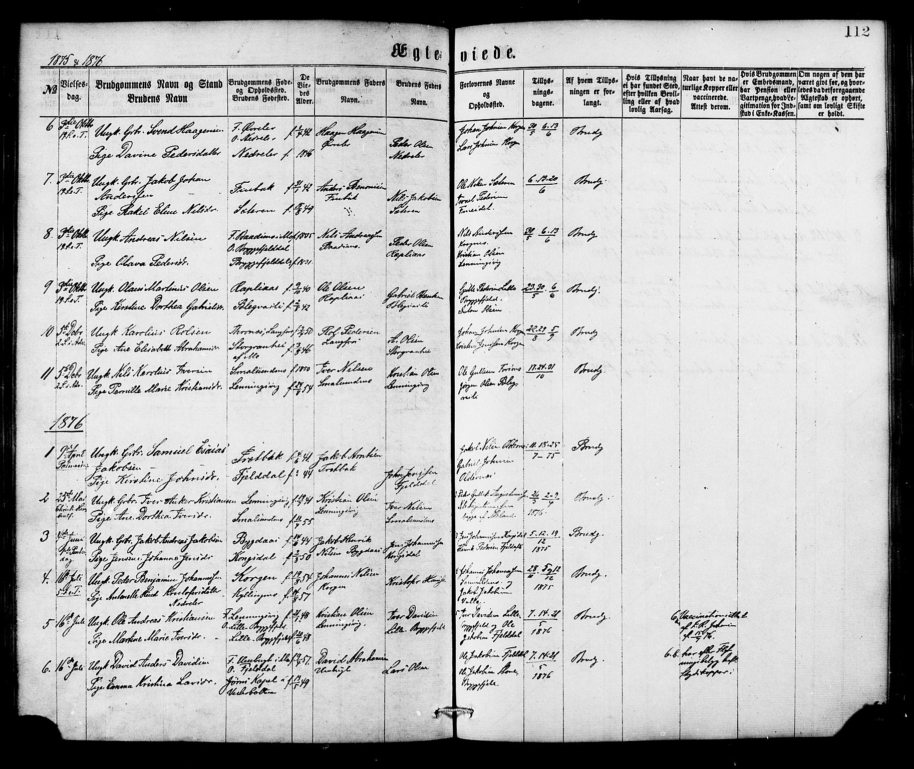 Ministerialprotokoller, klokkerbøker og fødselsregistre - Nordland, AV/SAT-A-1459/826/L0378: Parish register (official) no. 826A01, 1865-1878, p. 112