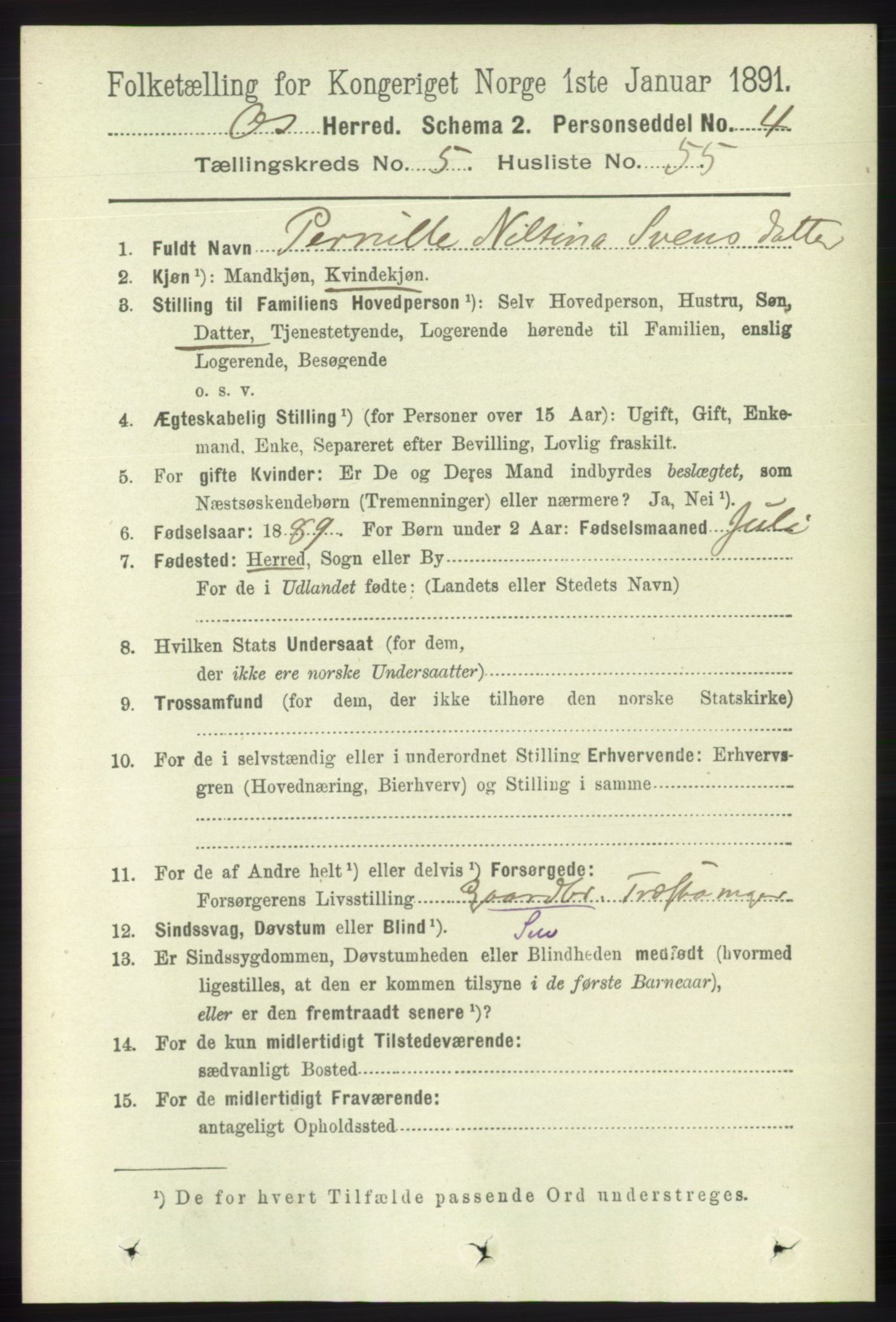 RA, 1891 census for 1243 Os, 1891, p. 1268