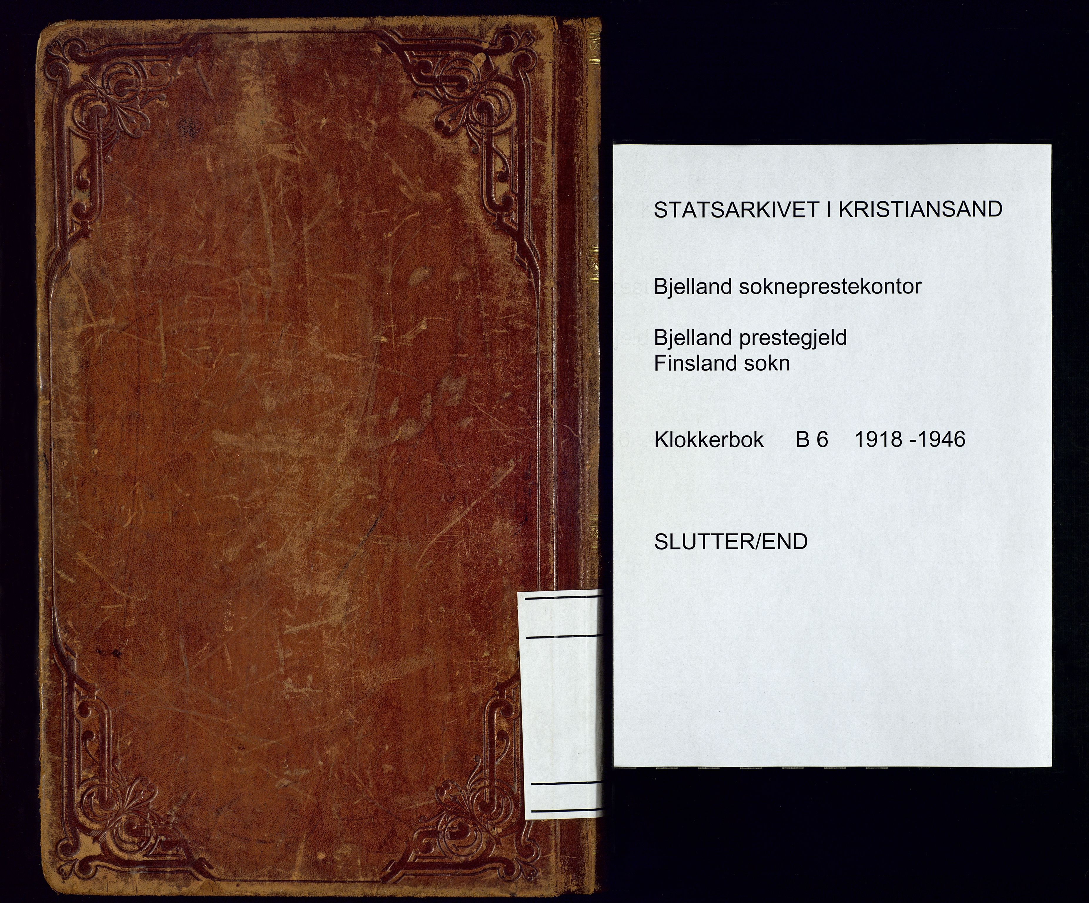 Bjelland sokneprestkontor, AV/SAK-1111-0005/F/Fb/Fbb/L0006: Parish register (copy) no. B-6, 1918-1946