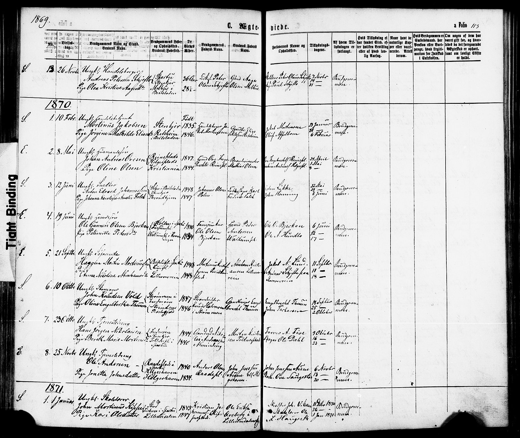 Ministerialprotokoller, klokkerbøker og fødselsregistre - Nord-Trøndelag, SAT/A-1458/739/L0370: Parish register (official) no. 739A02, 1868-1881, p. 113