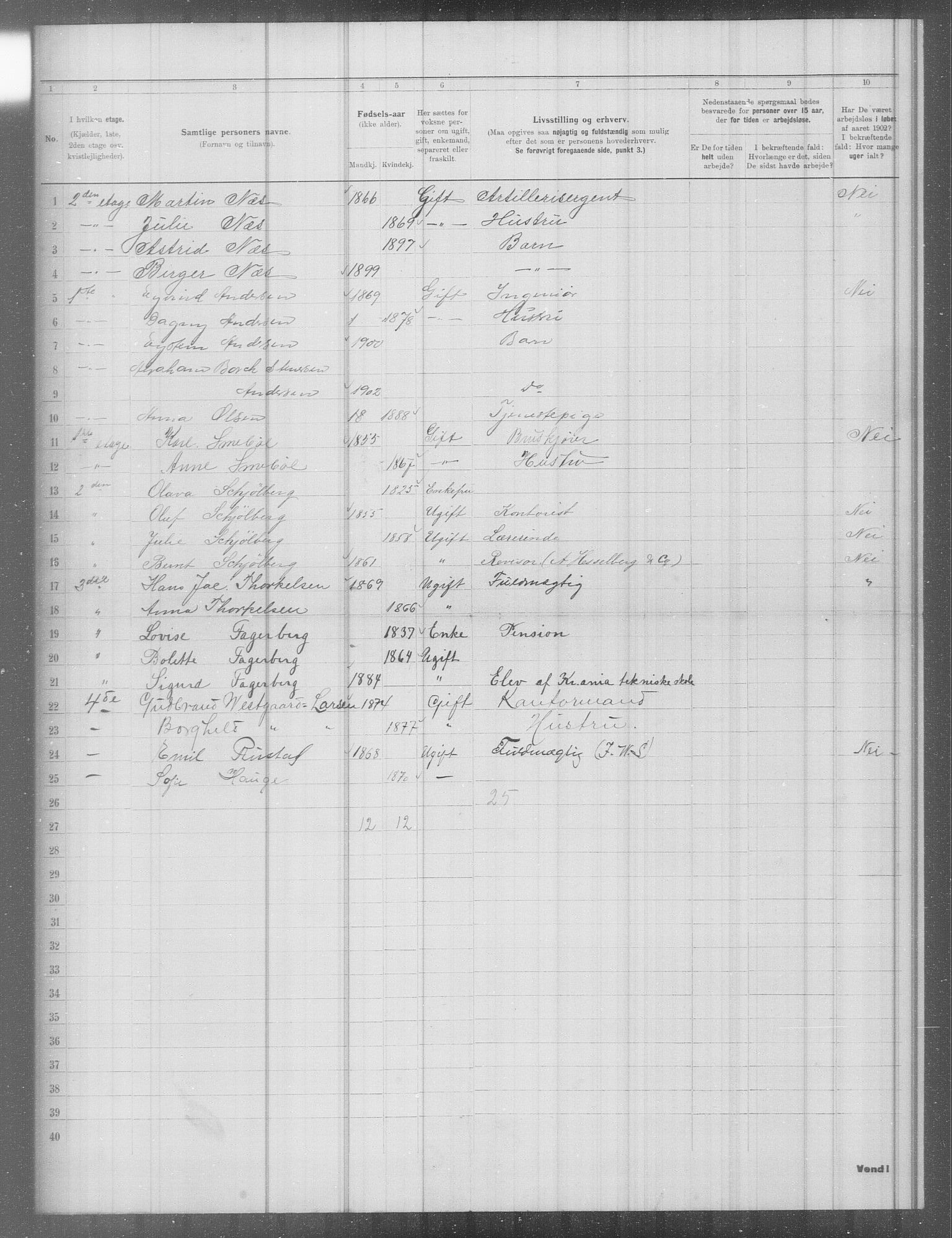 OBA, Municipal Census 1902 for Kristiania, 1902, p. 5682