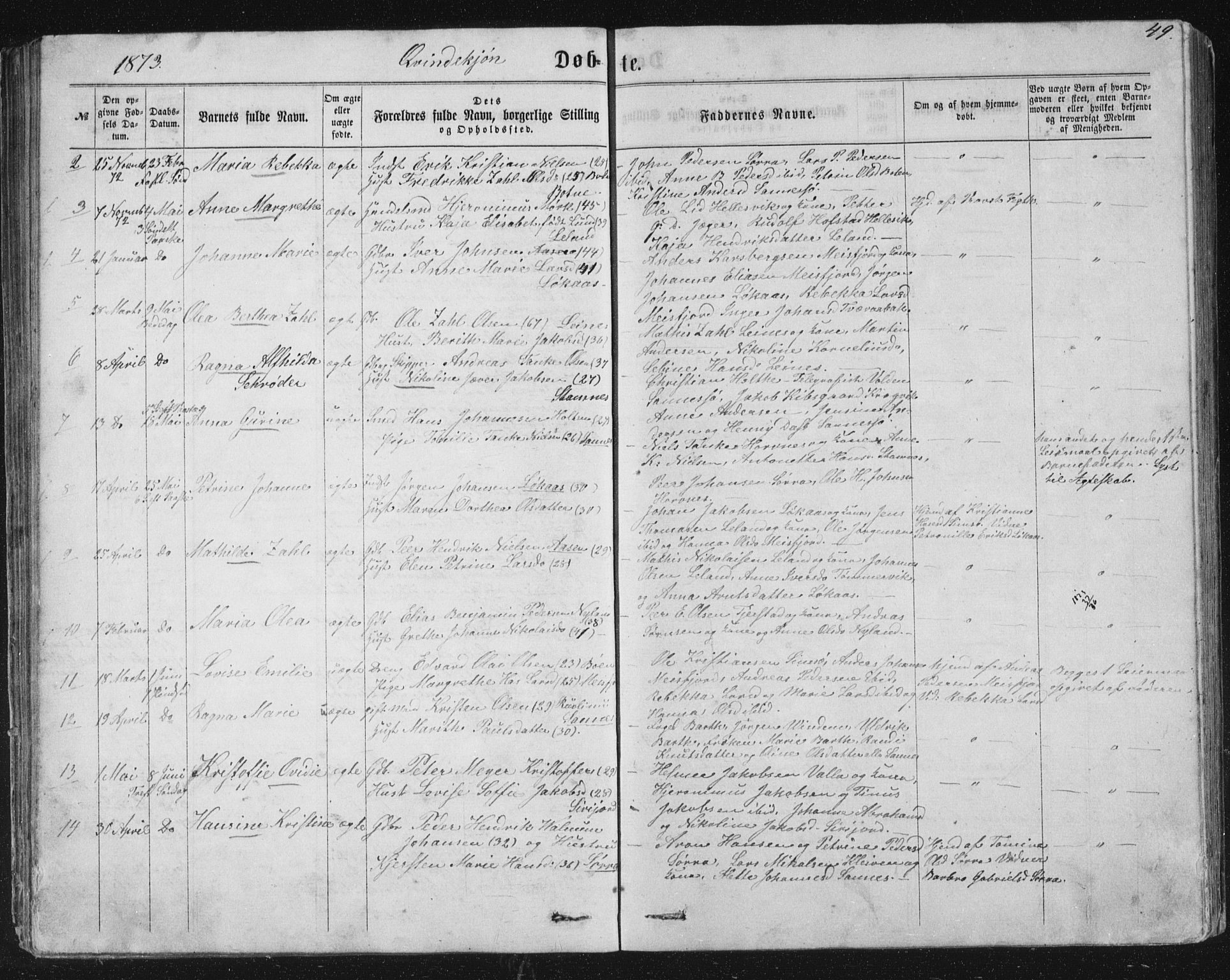 Ministerialprotokoller, klokkerbøker og fødselsregistre - Nordland, AV/SAT-A-1459/831/L0476: Parish register (copy) no. 831C03, 1866-1877, p. 49