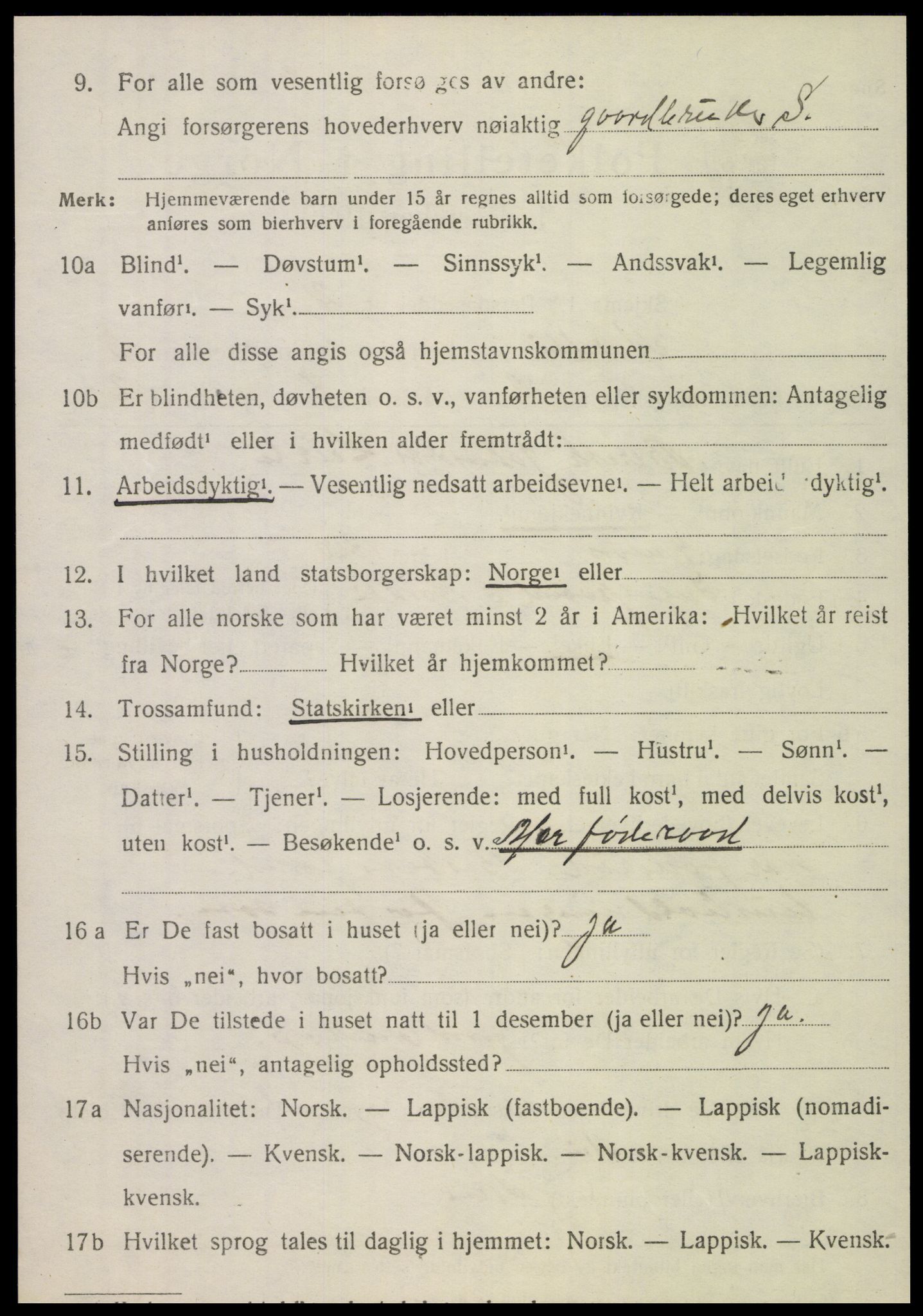 SAT, 1920 census for Nordli, 1920, p. 1424