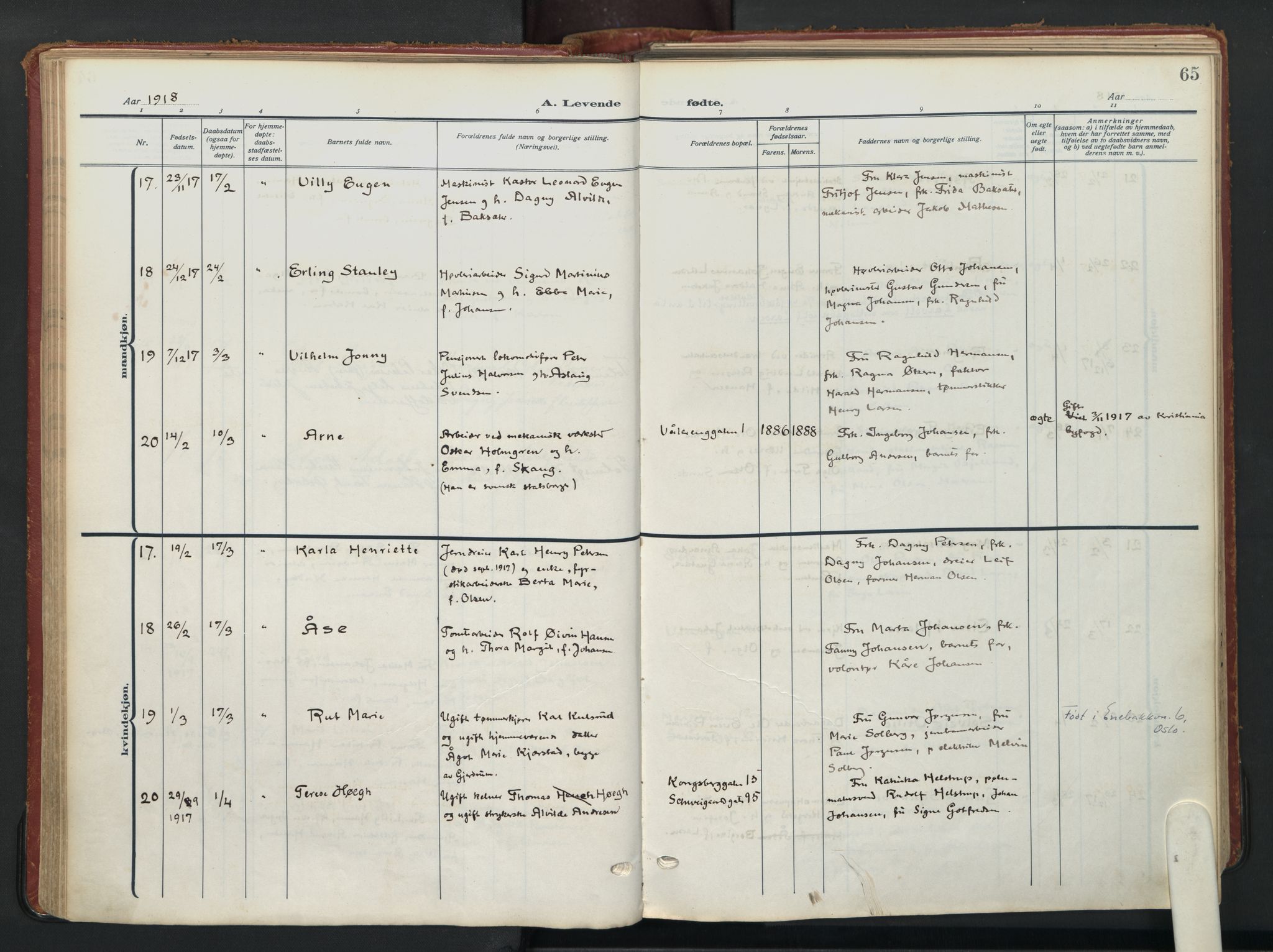 Vålerengen prestekontor Kirkebøker, AV/SAO-A-10878/F/Fa/L0004: Parish register (official) no. 4, 1915-1929, p. 65