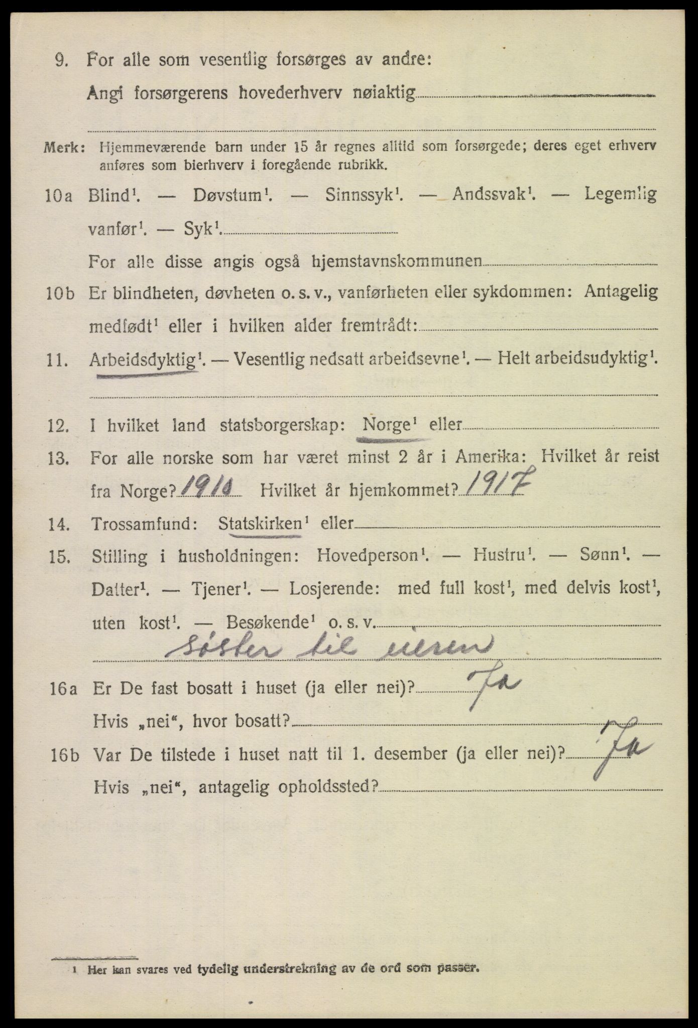 SAH, 1920 census for Ringebu, 1920, p. 3584