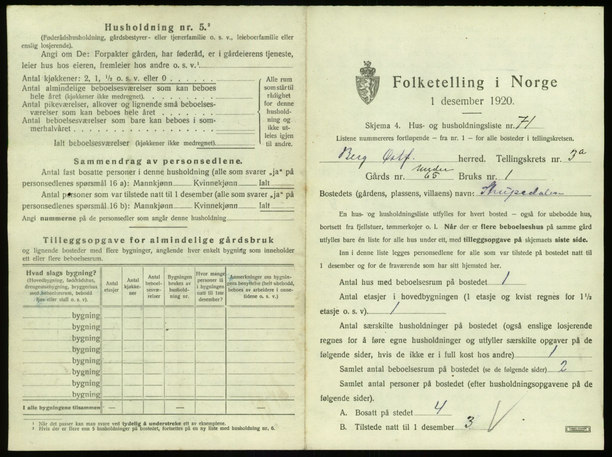 SAO, 1920 census for Berg, 1920, p. 709