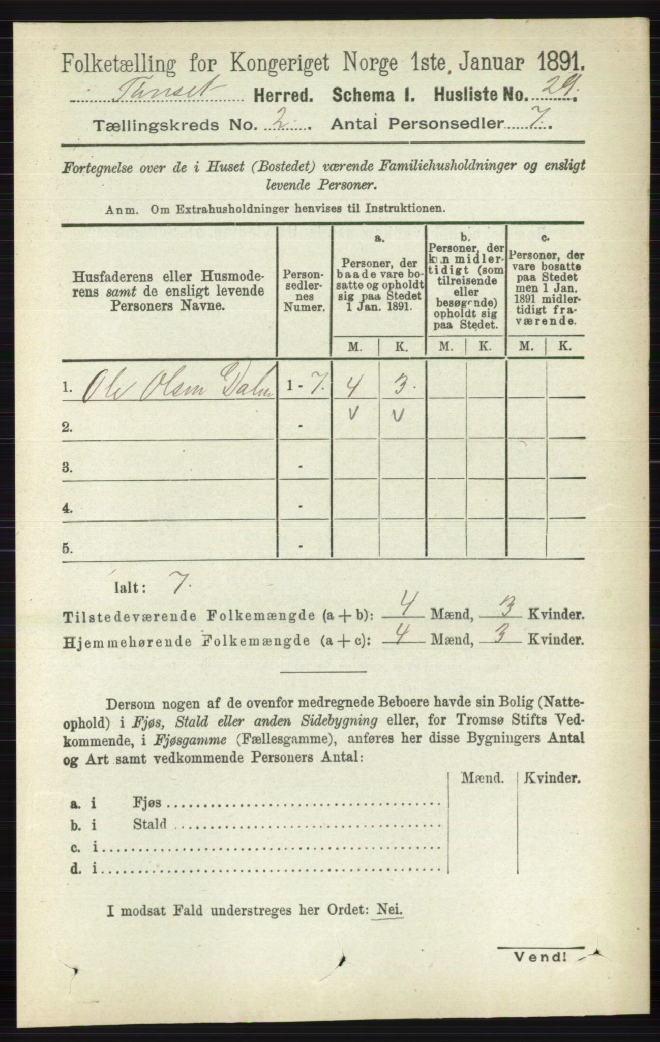 RA, 1891 census for 0437 Tynset, 1891, p. 323