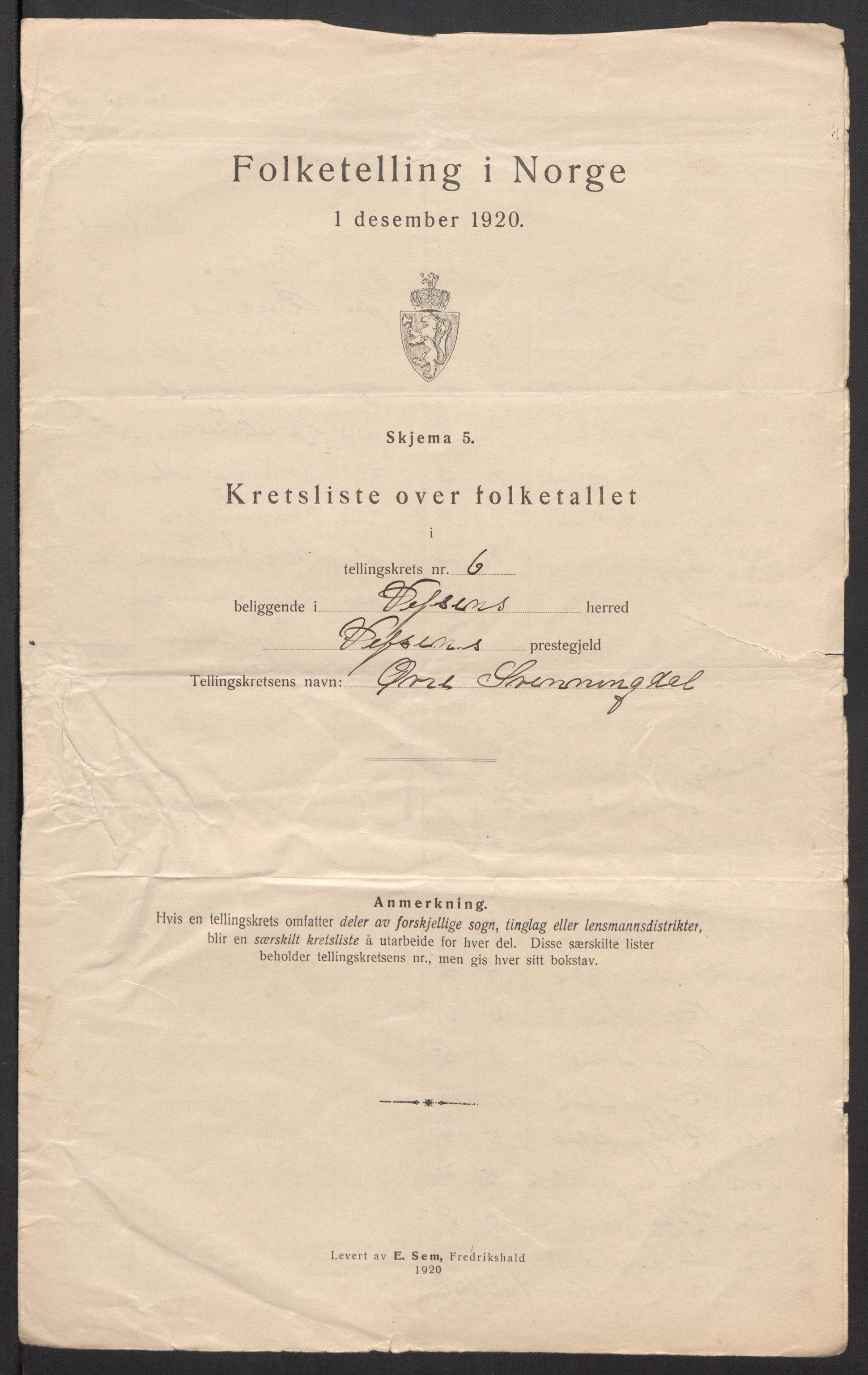 SAT, 1920 census for Vefsn, 1920, p. 24