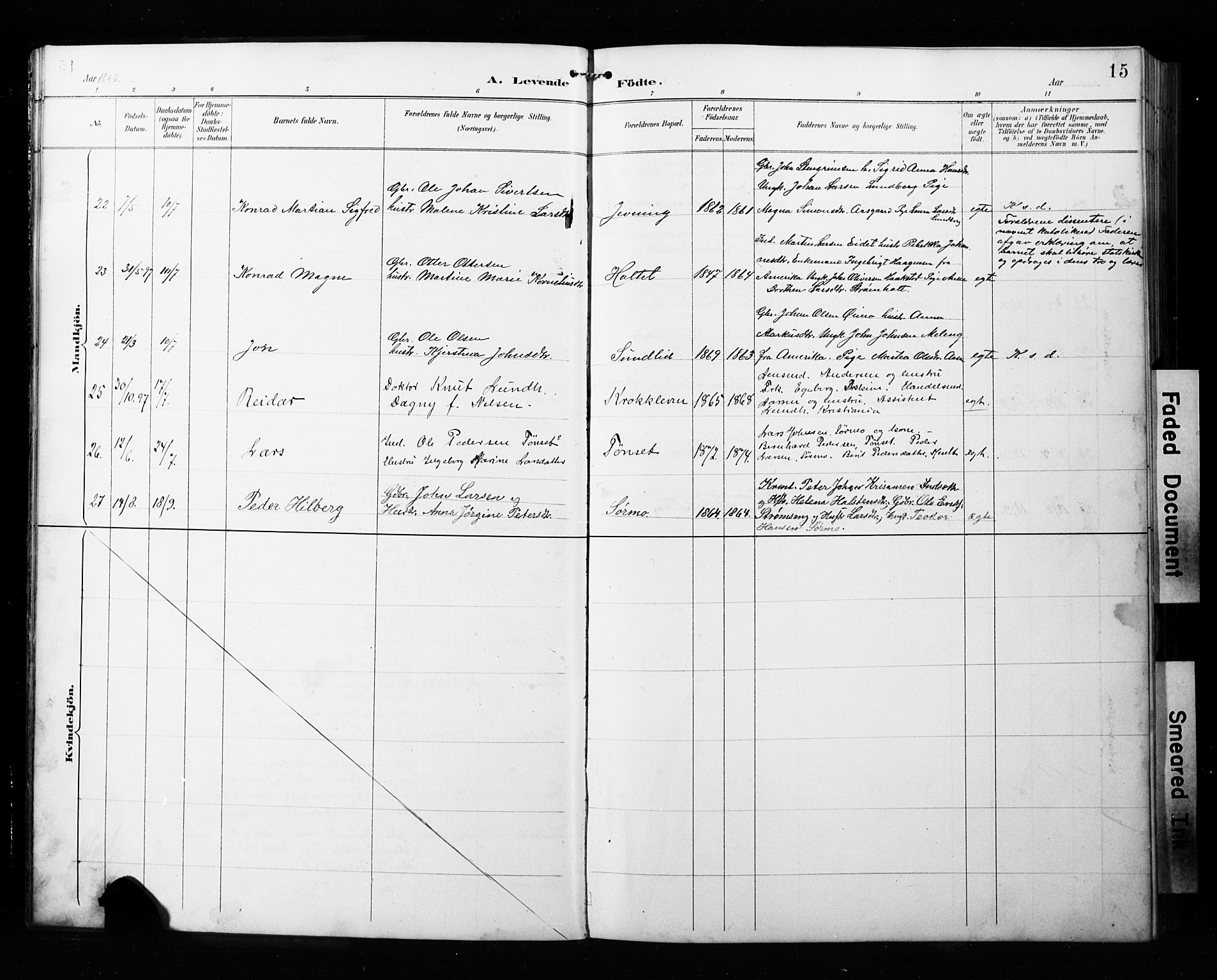 Målselv sokneprestembete, AV/SATØ-S-1311/G/Ga/Gab/L0008klokker: Parish register (copy) no. 8, 1895-1913, p. 15