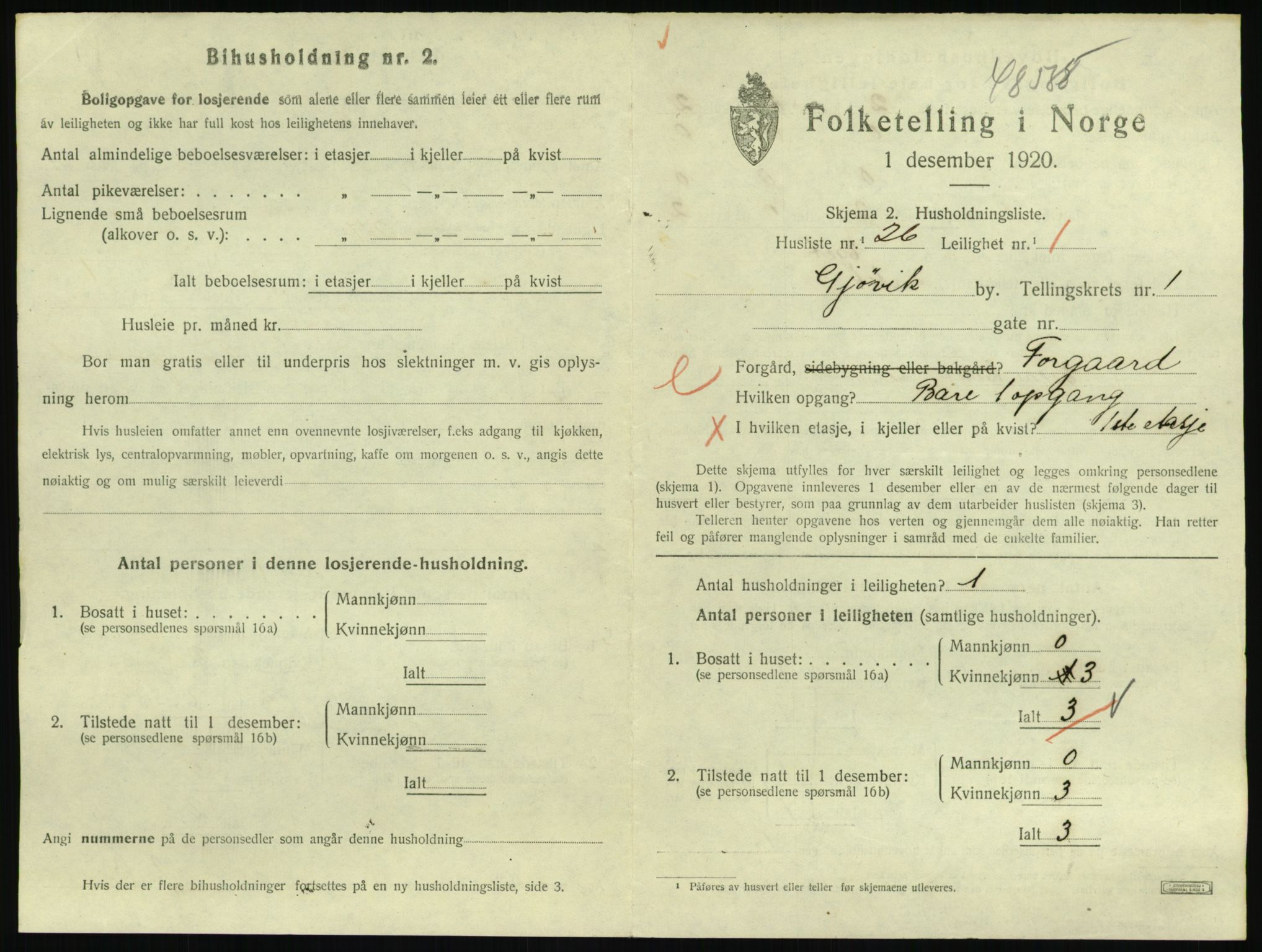 SAH, 1920 census for Gjøvik, 1920, p. 822