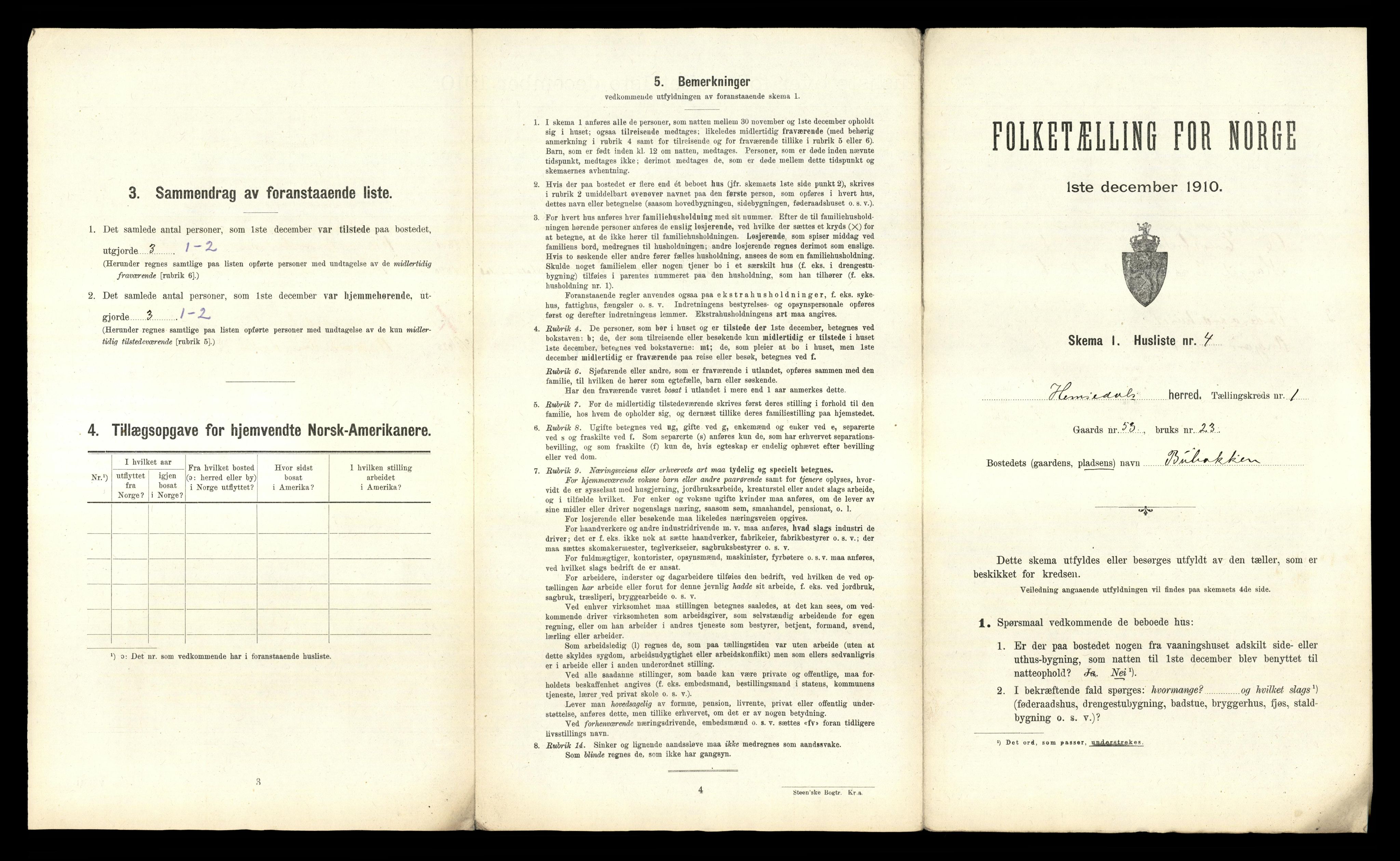 RA, 1910 census for Hemsedal, 1910, p. 38