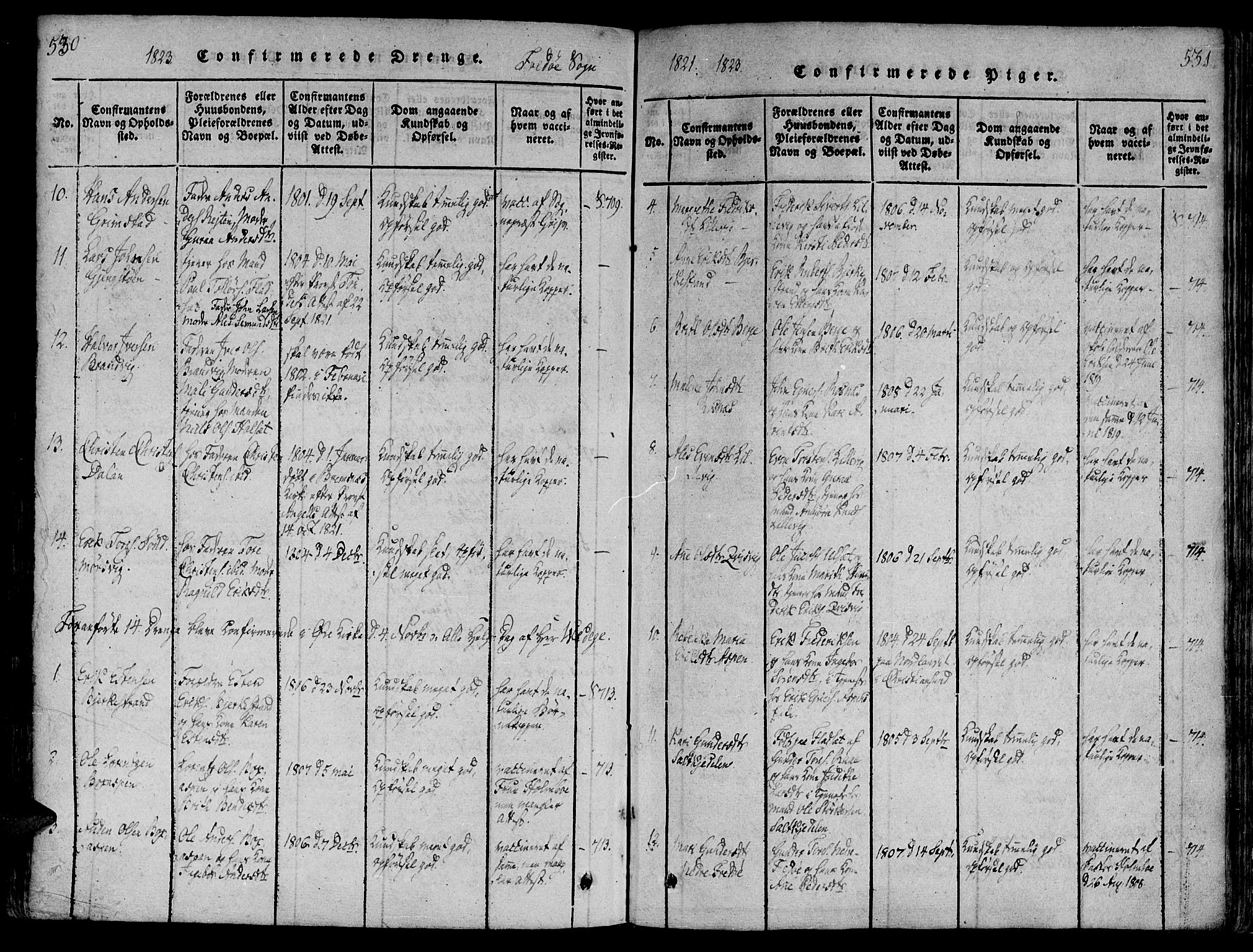 Ministerialprotokoller, klokkerbøker og fødselsregistre - Møre og Romsdal, AV/SAT-A-1454/586/L0982: Parish register (official) no. 586A08, 1819-1829, p. 530-531