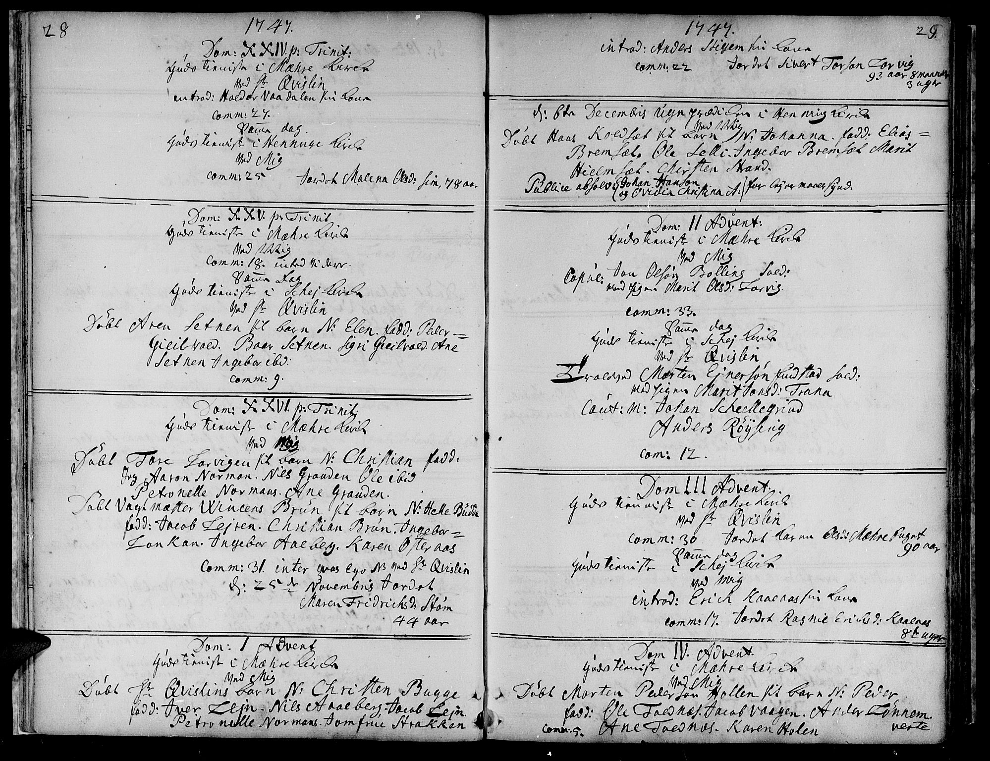 Ministerialprotokoller, klokkerbøker og fødselsregistre - Nord-Trøndelag, SAT/A-1458/735/L0330: Parish register (official) no. 735A01, 1740-1766, p. 28-29