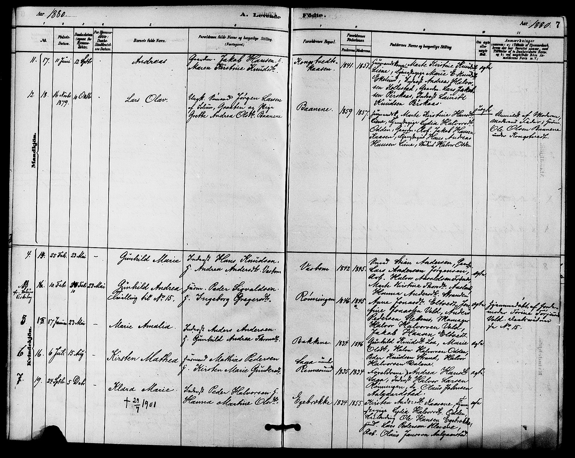 Solum kirkebøker, SAKO/A-306/F/Fc/L0001: Parish register (official) no. III 1, 1877-1891, p. 7