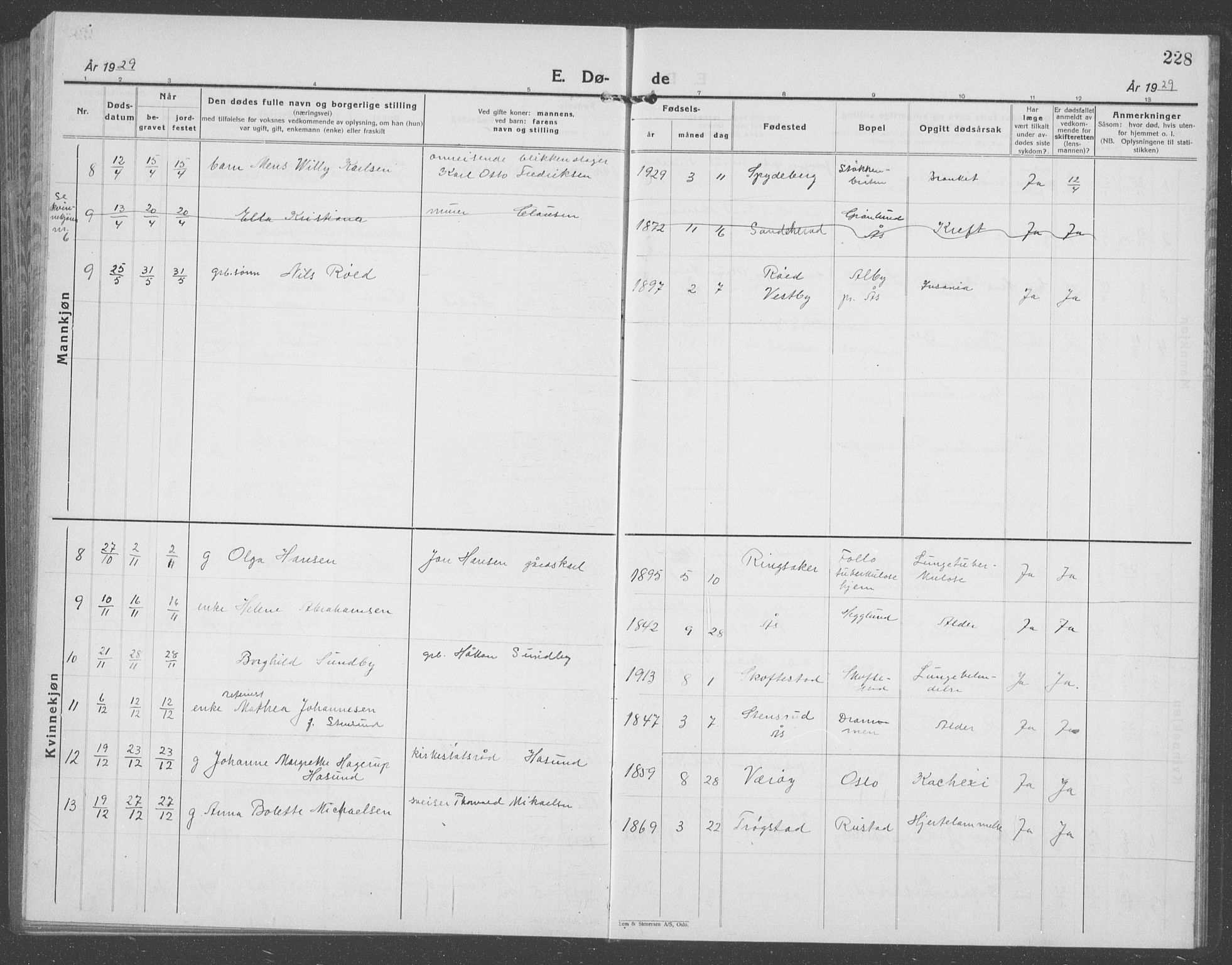 Ås prestekontor Kirkebøker, AV/SAO-A-10894/G/Ga/L0006: Parish register (copy) no. I 6, 1925-1940, p. 228