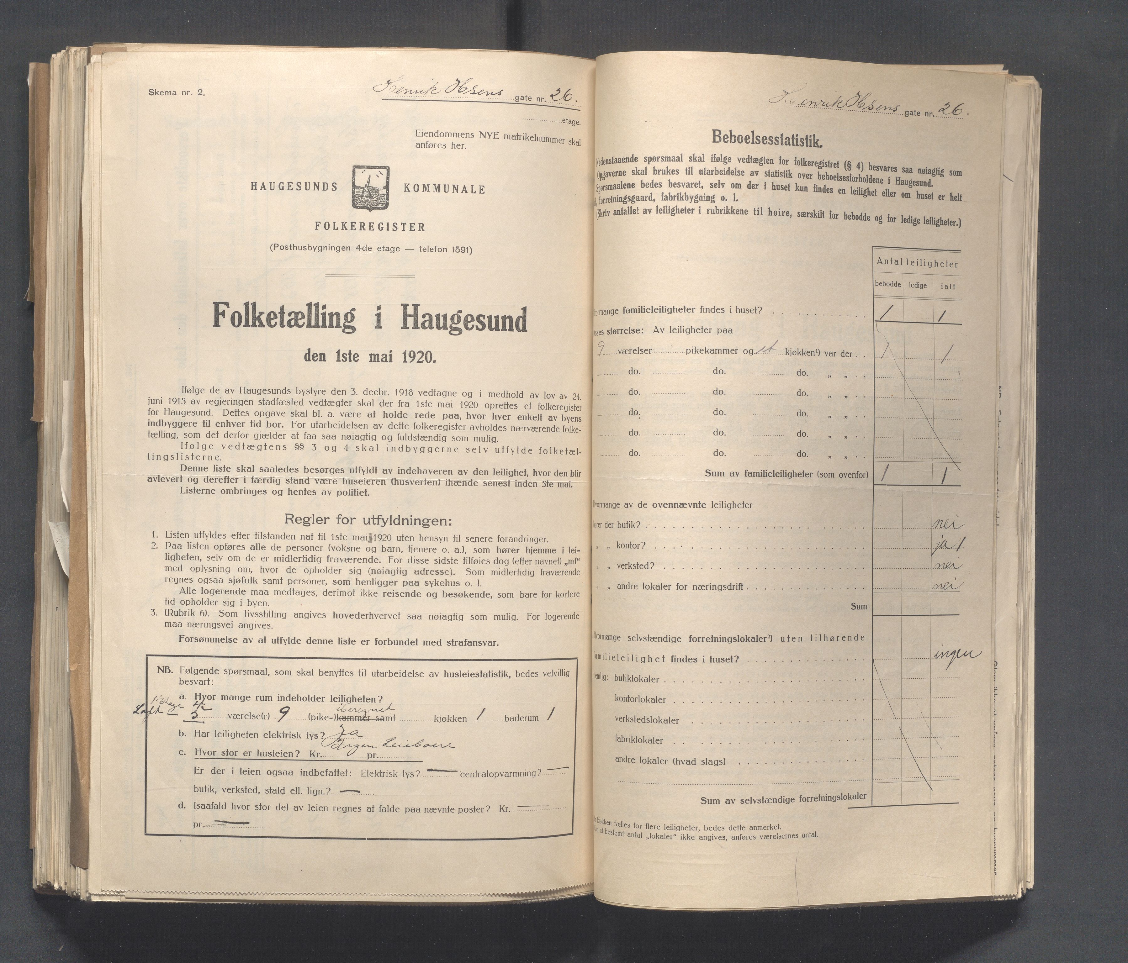 IKAR, Local census 1.5.1920 for Haugesund, 1920, p. 1414