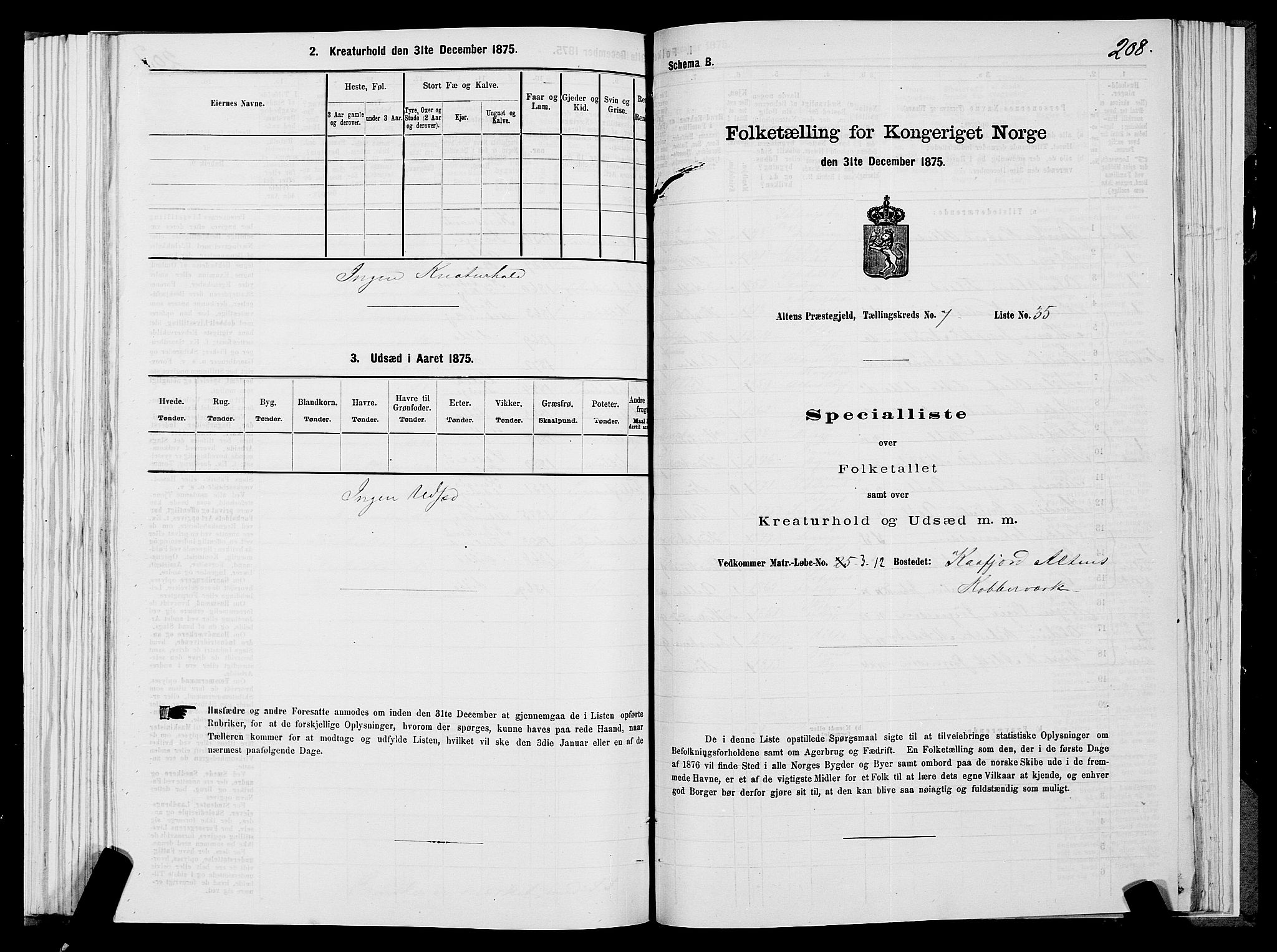 SATØ, 1875 census for 2012P Alta, 1875, p. 3208