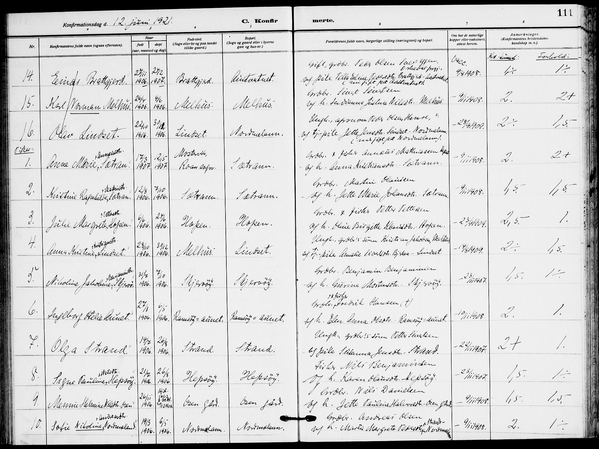 Ministerialprotokoller, klokkerbøker og fødselsregistre - Sør-Trøndelag, SAT/A-1456/658/L0724: Parish register (official) no. 658A03, 1912-1924, p. 111