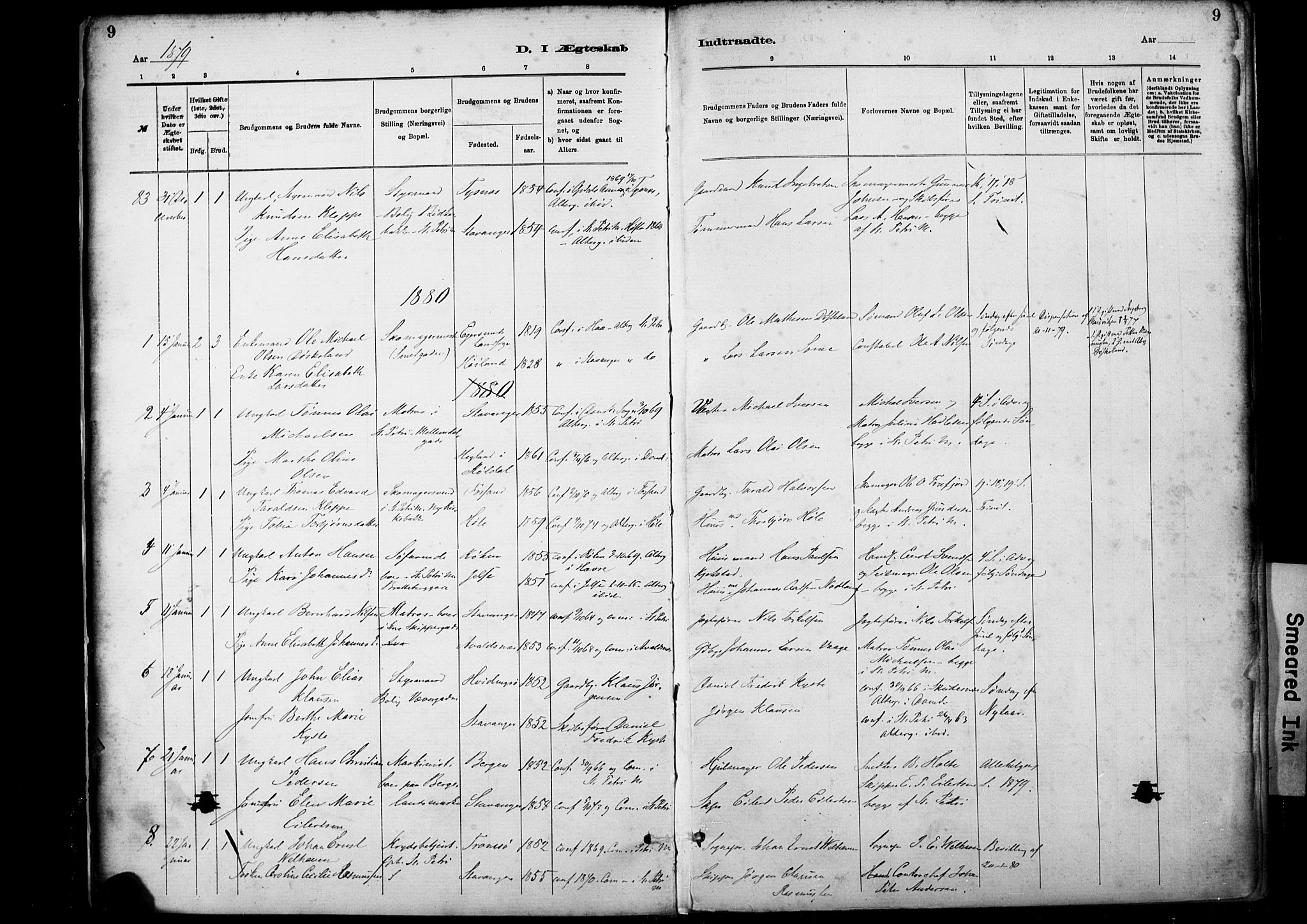 St. Petri sokneprestkontor, SAST/A-101813/001/30/30BA/L0018: Parish register (official) no. A 19, 1879-1900, p. 9