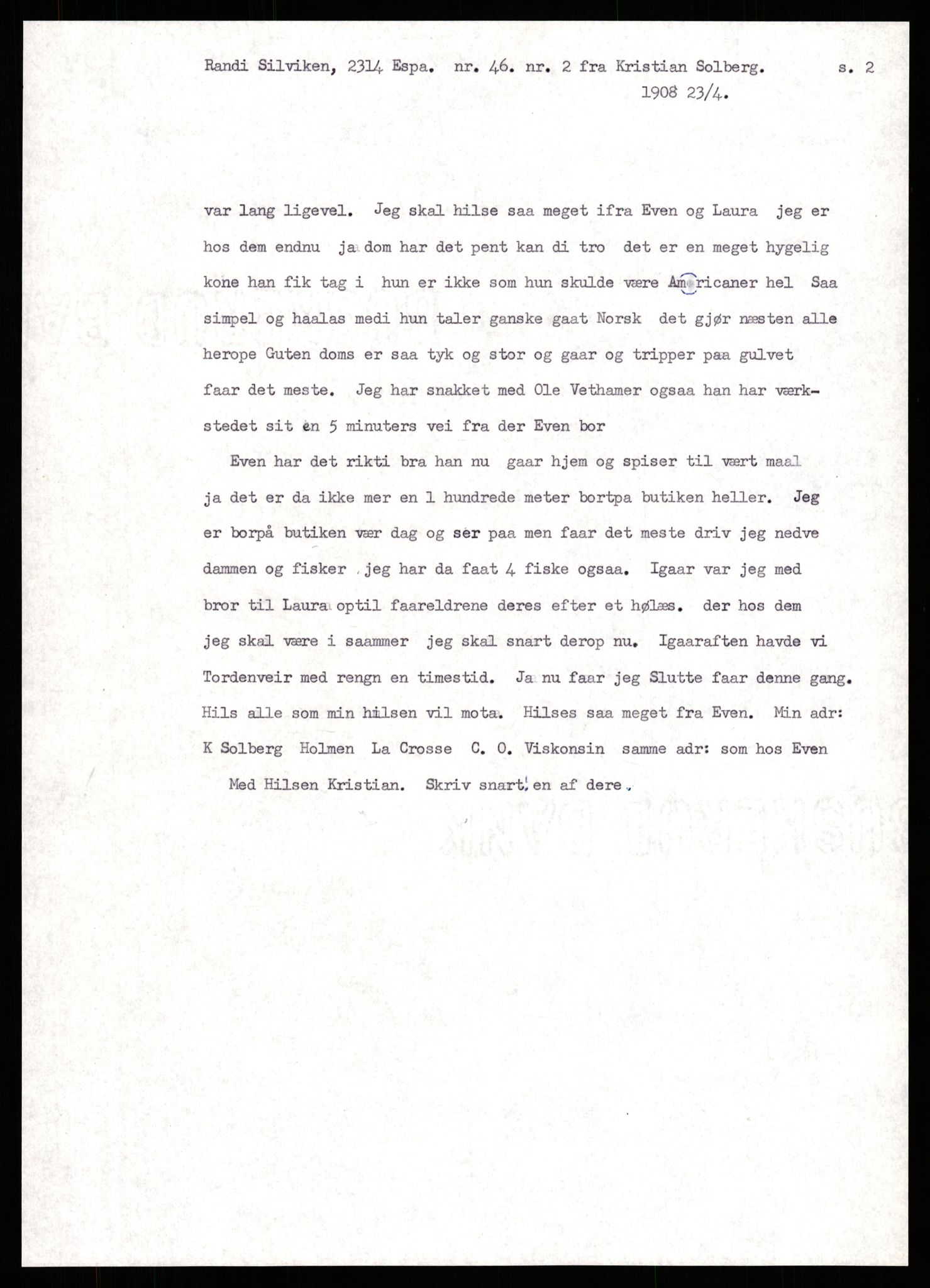 Samlinger til kildeutgivelse, Amerikabrevene, RA/EA-4057/F/L0009: Innlån fra Hedmark: Statsarkivet i Hamar - Wærenskjold, 1838-1914, p. 478