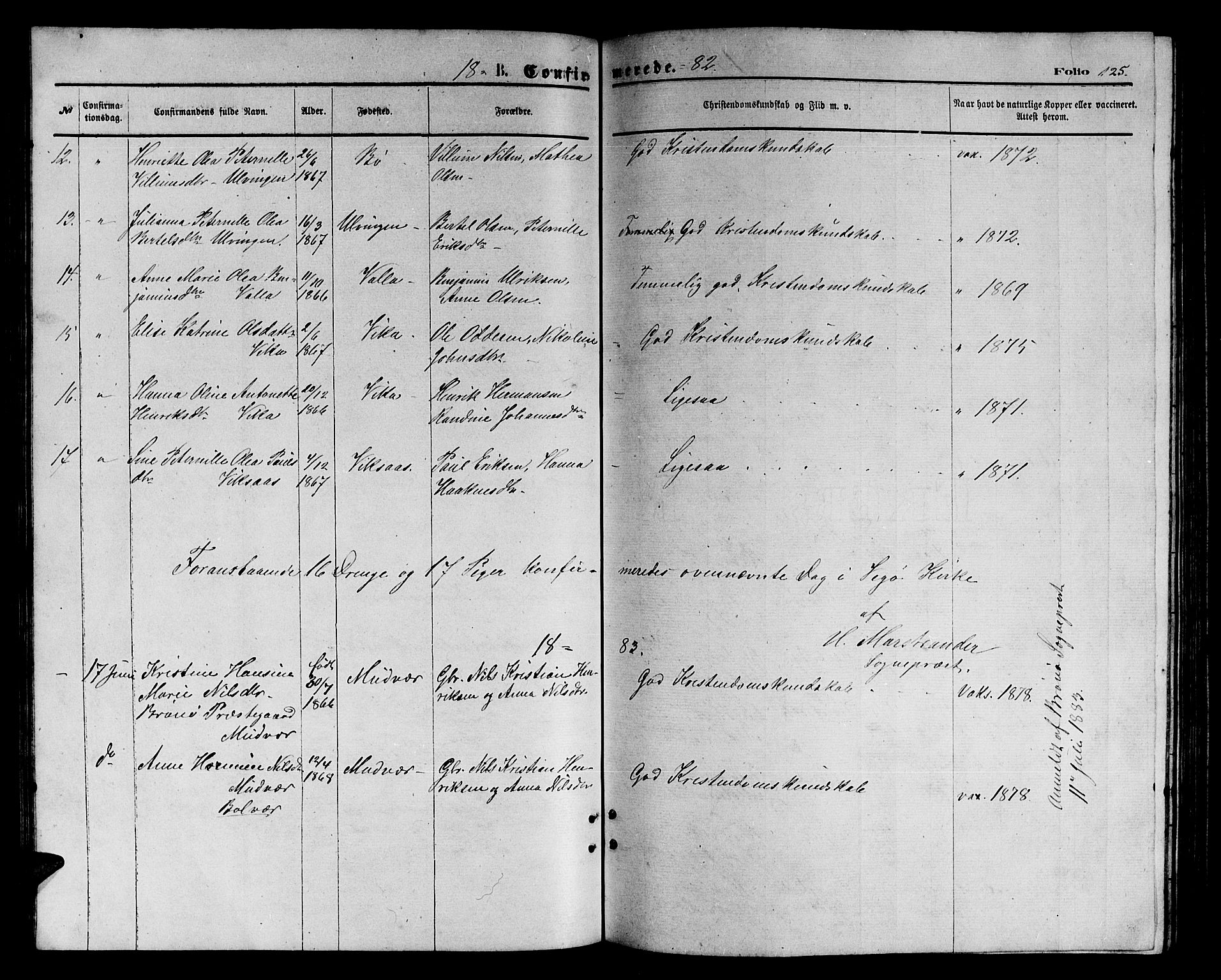 Ministerialprotokoller, klokkerbøker og fødselsregistre - Nordland, AV/SAT-A-1459/816/L0252: Parish register (copy) no. 816C02, 1871-1885, p. 125