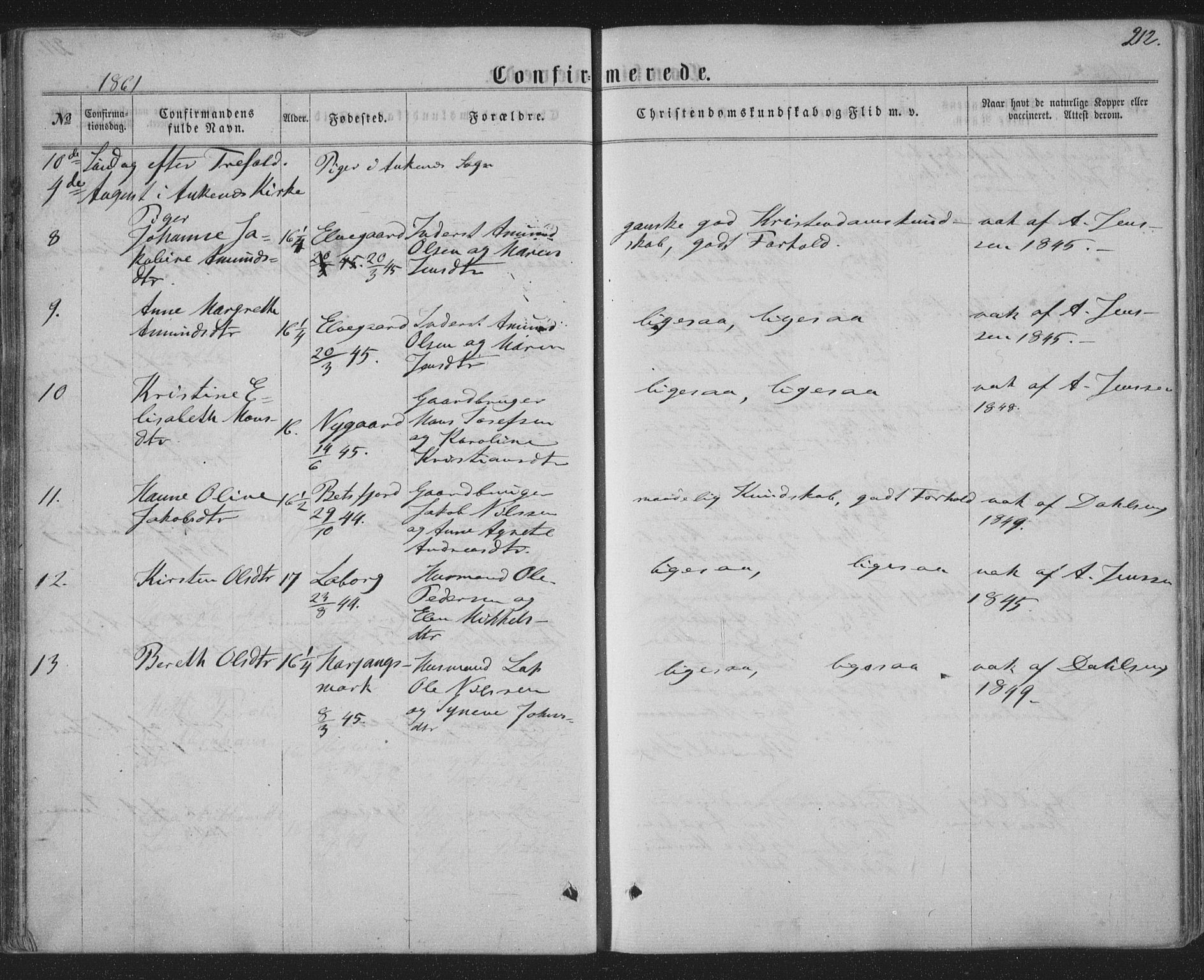 Ministerialprotokoller, klokkerbøker og fødselsregistre - Nordland, AV/SAT-A-1459/863/L0896: Parish register (official) no. 863A08, 1861-1871, p. 212