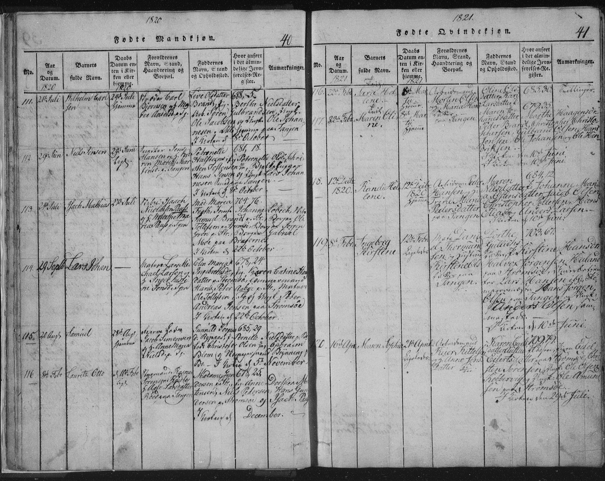 Strømsø kirkebøker, AV/SAKO-A-246/F/Fb/L0004: Parish register (official) no. II 4, 1814-1843, p. 40-41