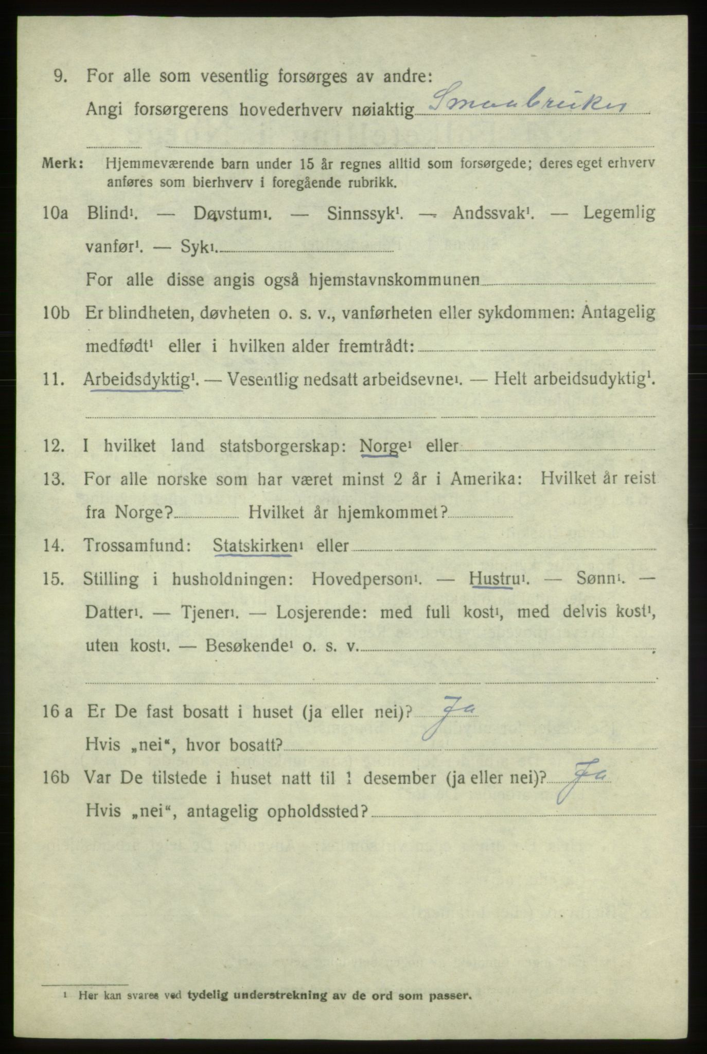 SAB, 1920 census for Valestrand, 1920, p. 1246