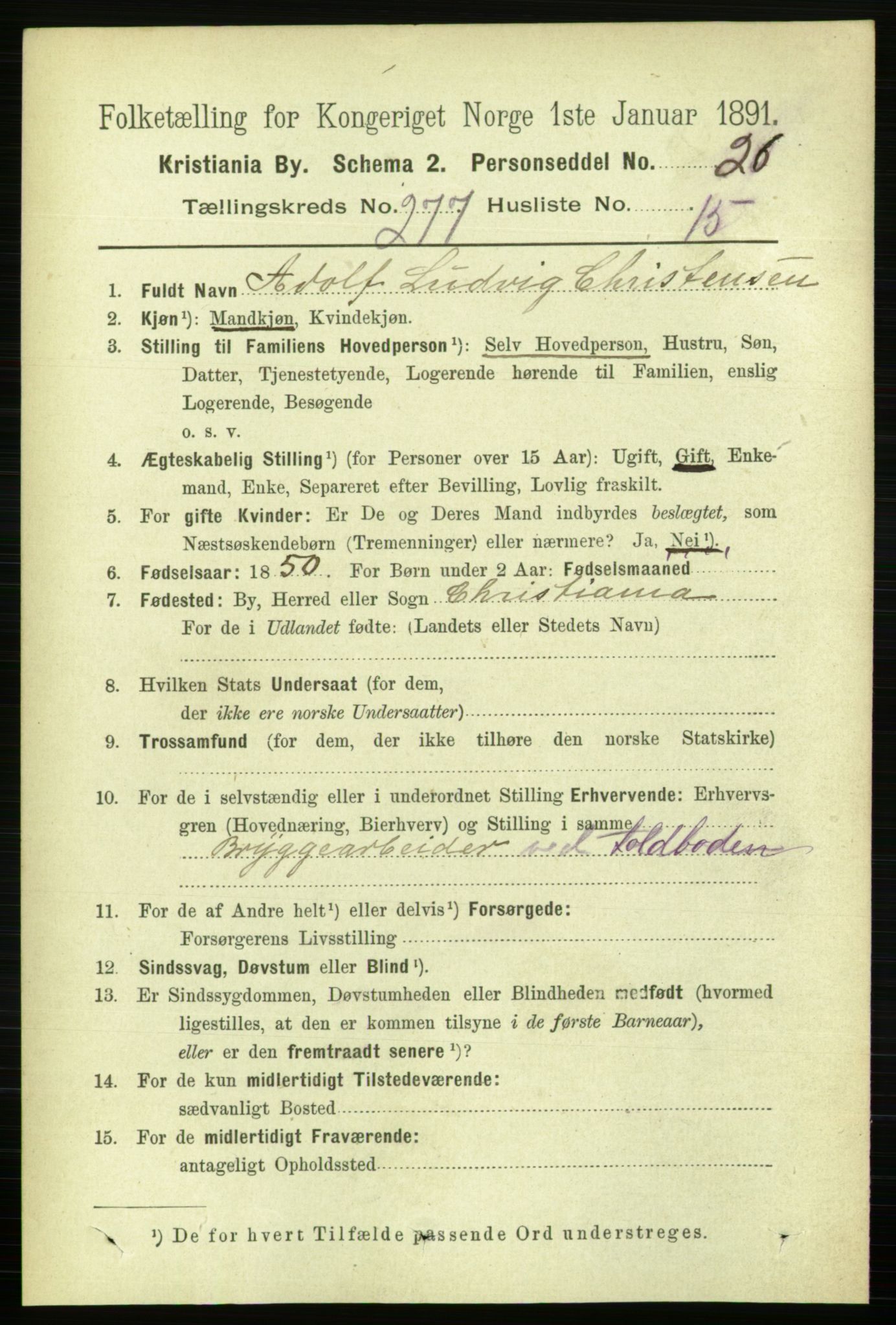 RA, 1891 census for 0301 Kristiania, 1891, p. 168364