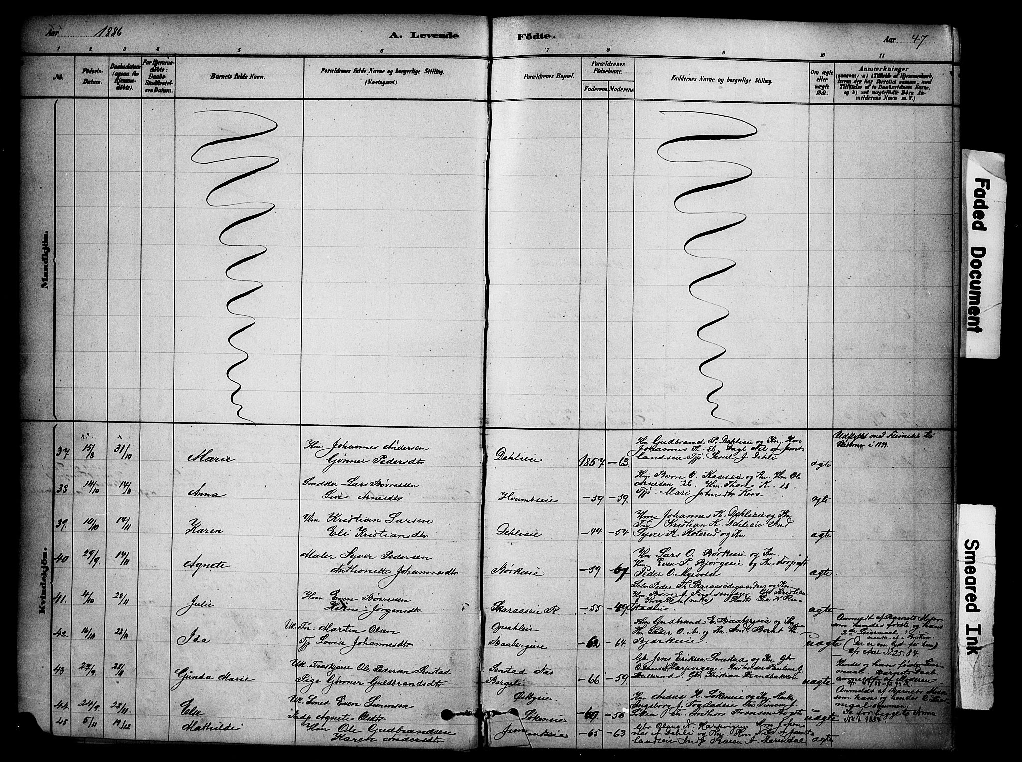 Ringsaker prestekontor, AV/SAH-PREST-014/K/Ka/L0014: Parish register (official) no. 14, 1879-1890, p. 47