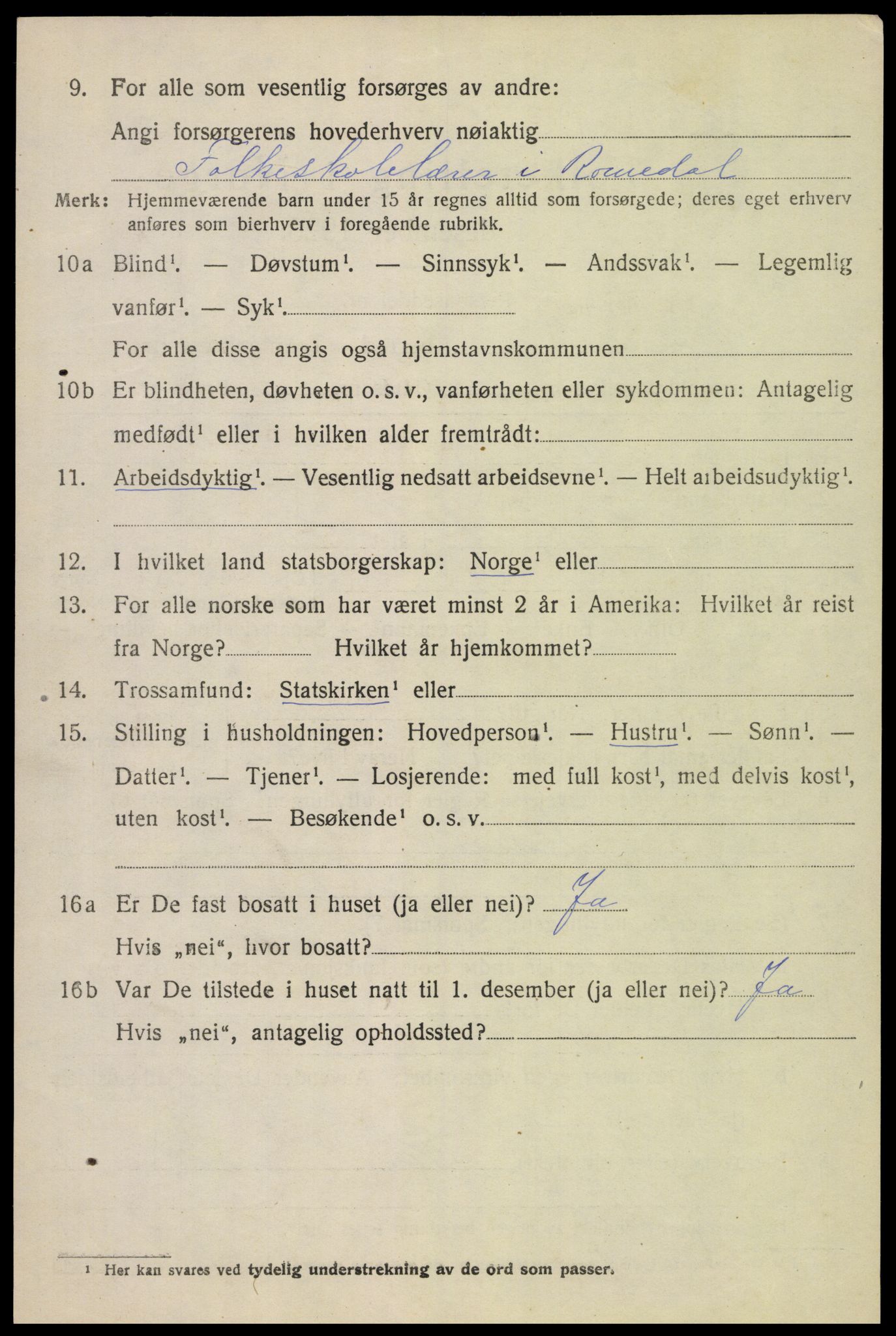 SAH, 1920 census for Romedal, 1920, p. 12098