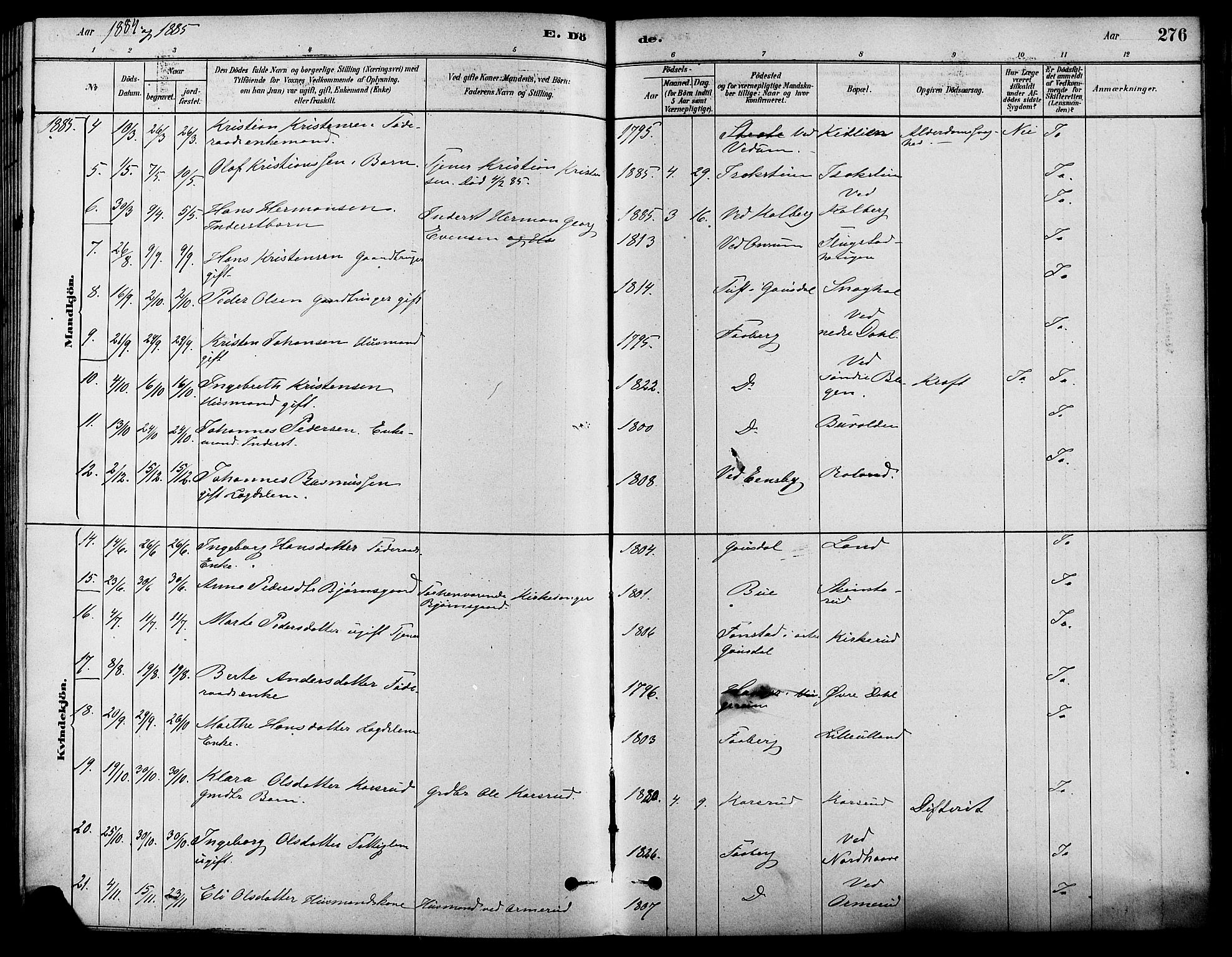 Fåberg prestekontor, SAH/PREST-086/H/Ha/Haa/L0008: Parish register (official) no. 8, 1879-1898, p. 276