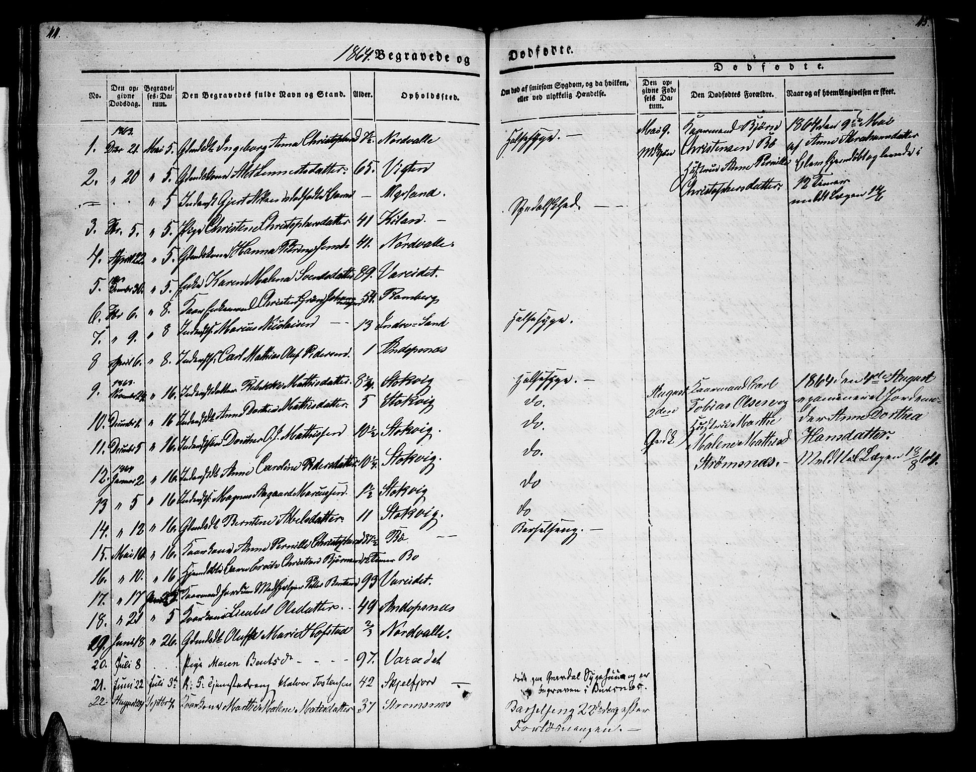 Ministerialprotokoller, klokkerbøker og fødselsregistre - Nordland, AV/SAT-A-1459/885/L1212: Parish register (copy) no. 885C01, 1847-1873, p. 44-45