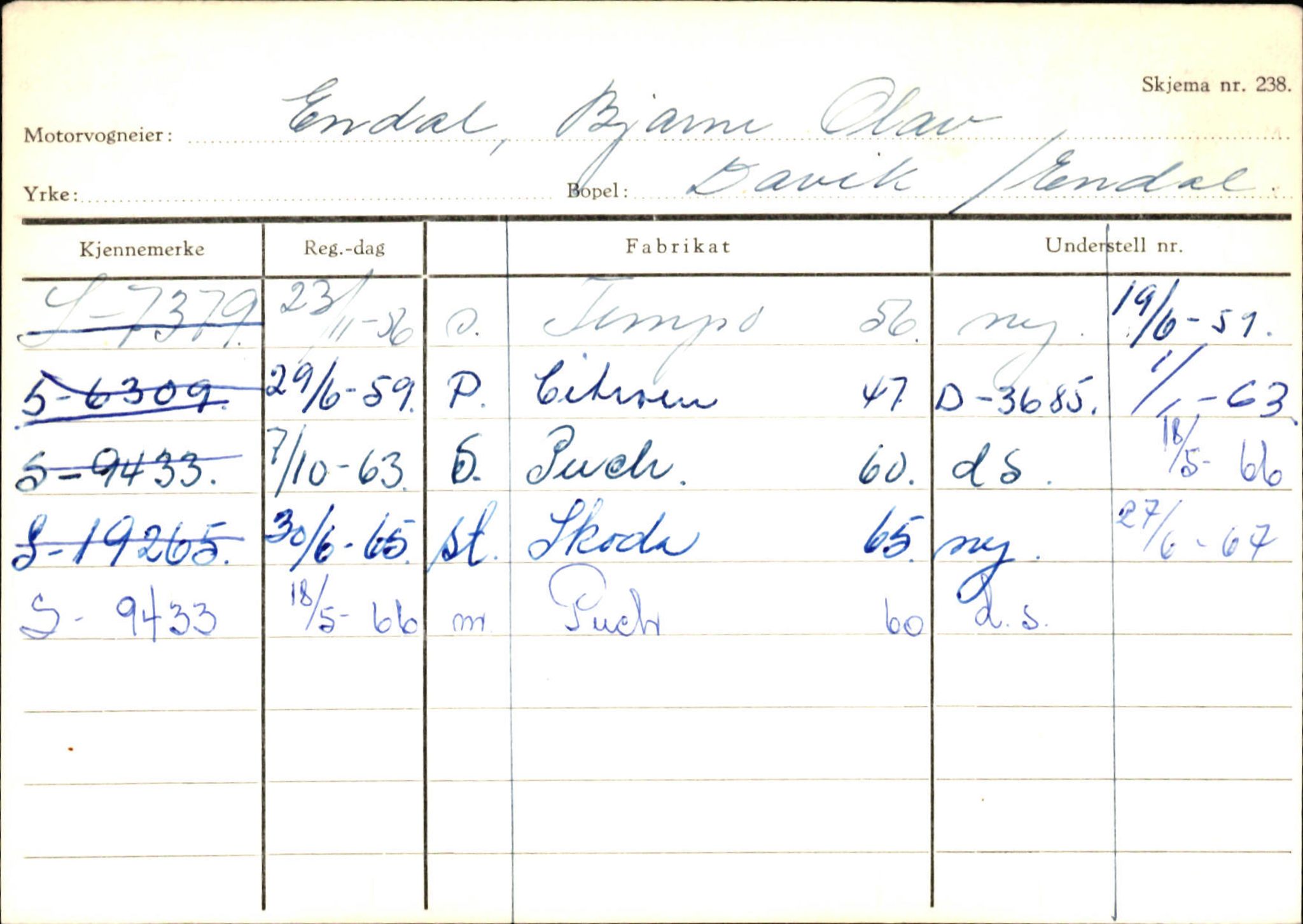 Statens vegvesen, Sogn og Fjordane vegkontor, AV/SAB-A-5301/4/F/L0133: Eigarregister Bremanger A-Å. Gaular A-H, 1945-1975, p. 289