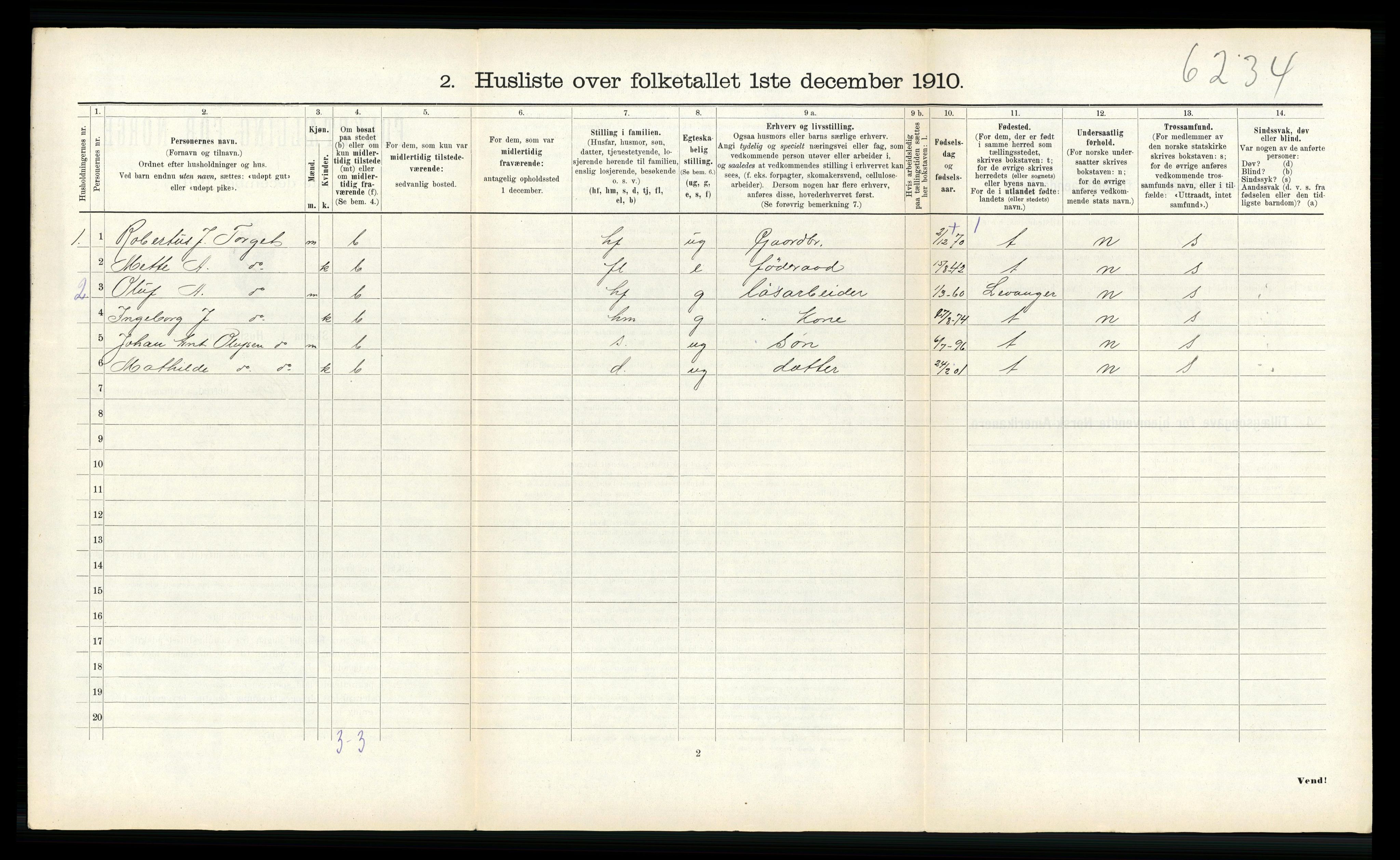 RA, 1910 census for Hegra, 1910, p. 565