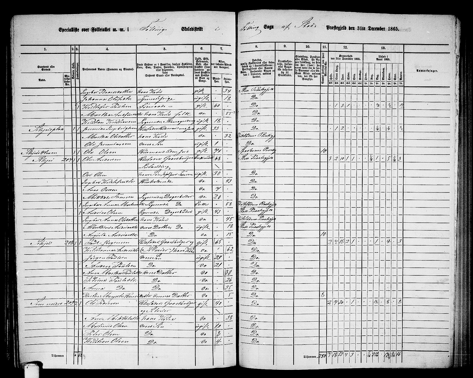 RA, 1865 census for Stod, 1865, p. 156