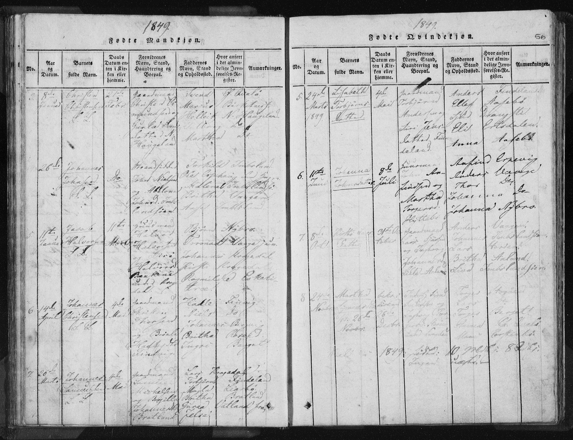 Vikedal sokneprestkontor, AV/SAST-A-101840/01/IV: Parish register (official) no. A 5, 1817-1850, p. 56