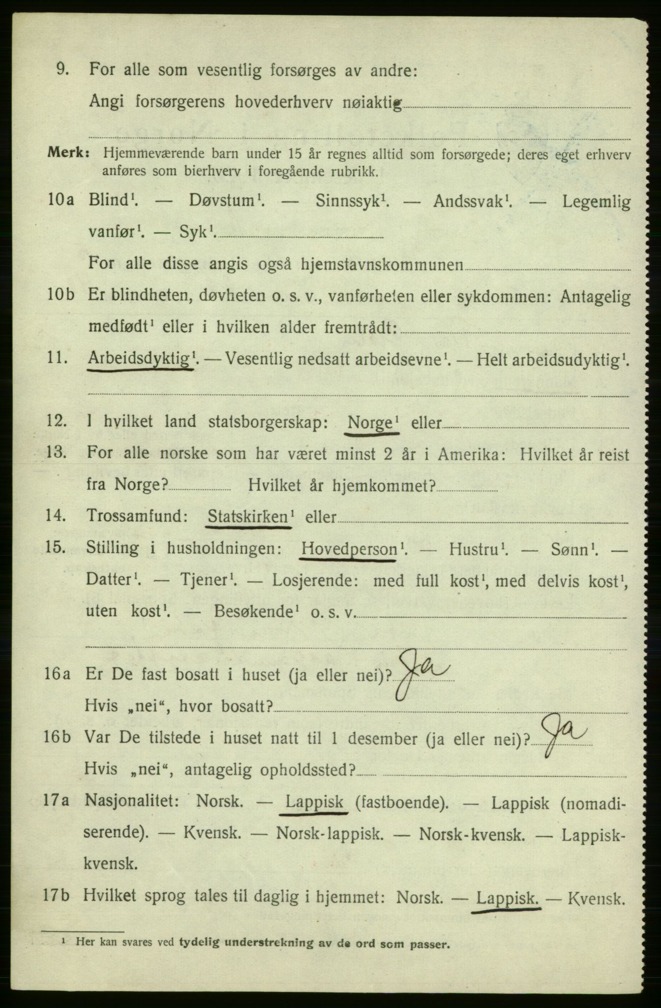 SATØ, 1920 census for Gamvik, 1920, p. 3551
