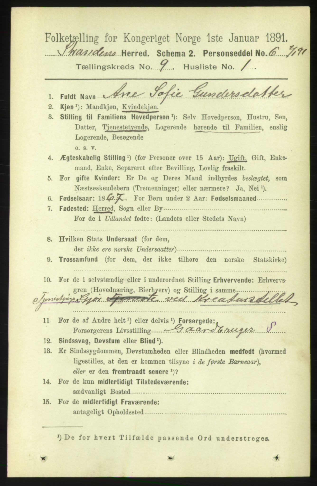 RA, 1891 census for 1525 Stranda, 1891, p. 2207