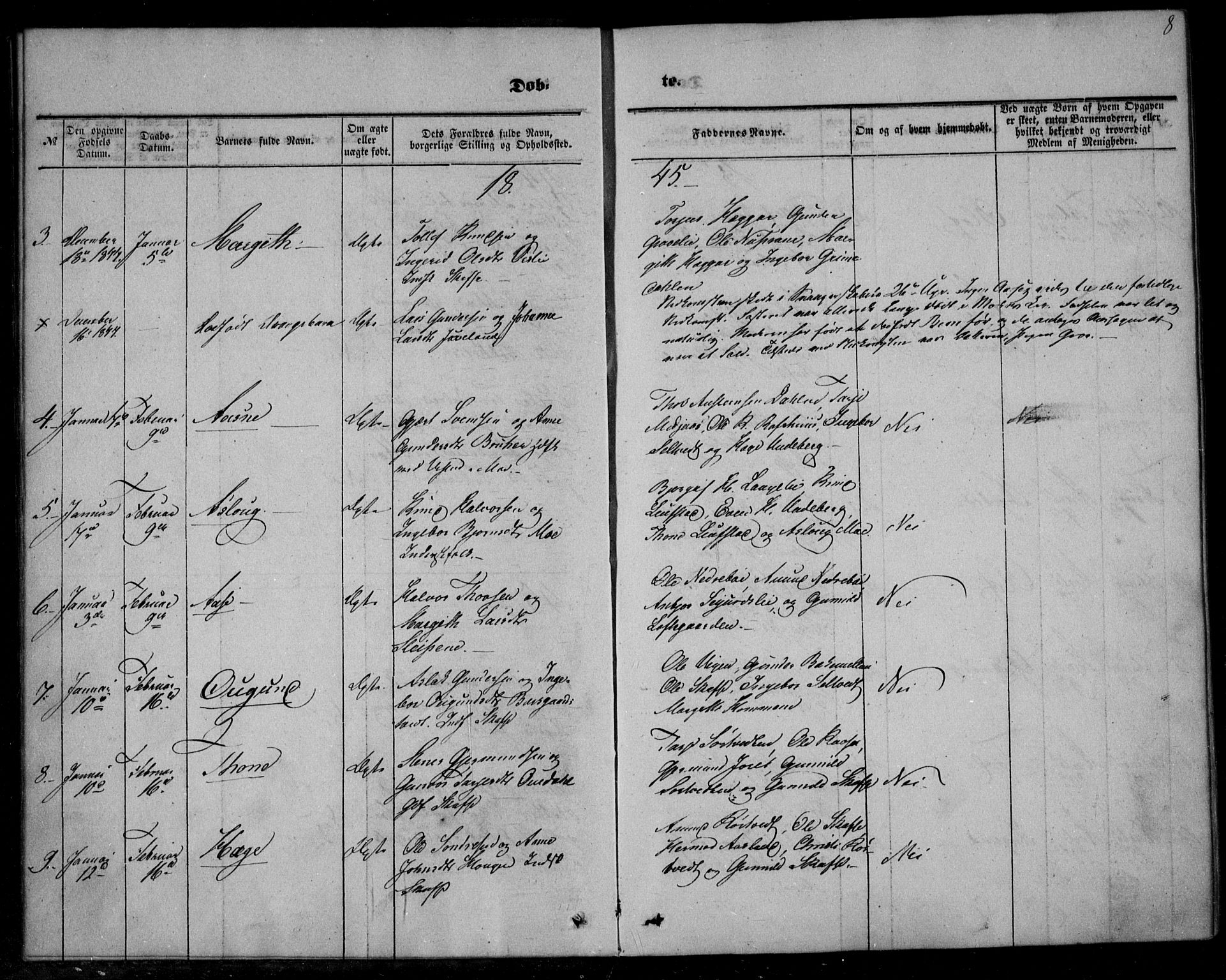 Mo kirkebøker, AV/SAKO-A-286/F/Fa/L0005: Parish register (official) no. I 5, 1844-1864, p. 8
