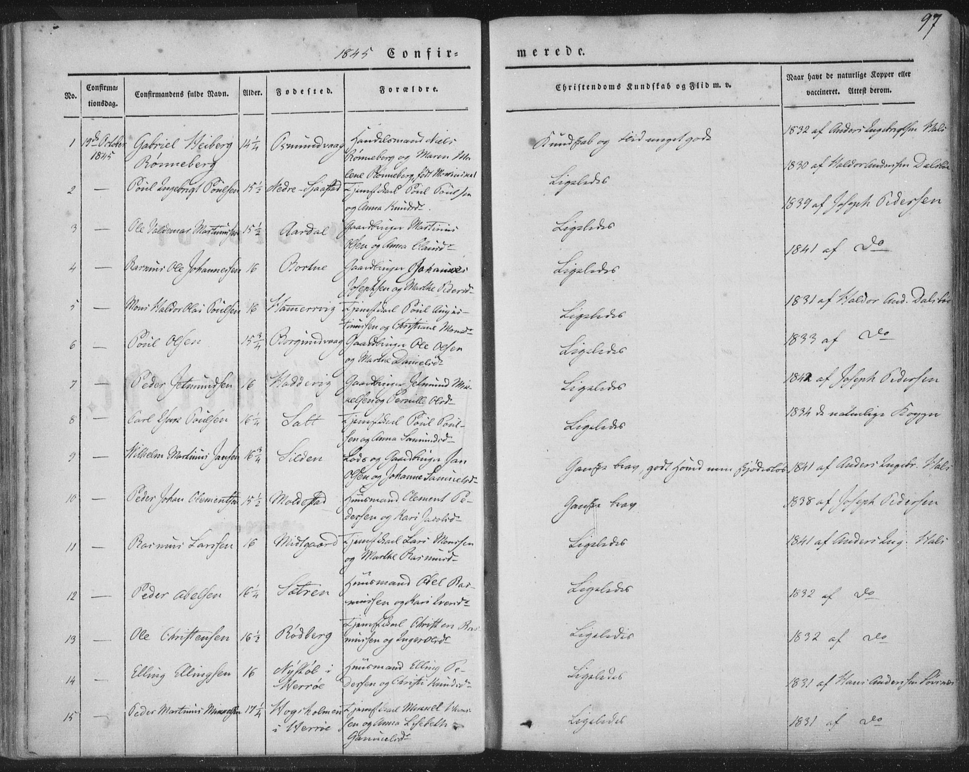 Selje sokneprestembete, AV/SAB-A-99938/H/Ha/Haa/Haaa: Parish register (official) no. A 10, 1844-1858, p. 97