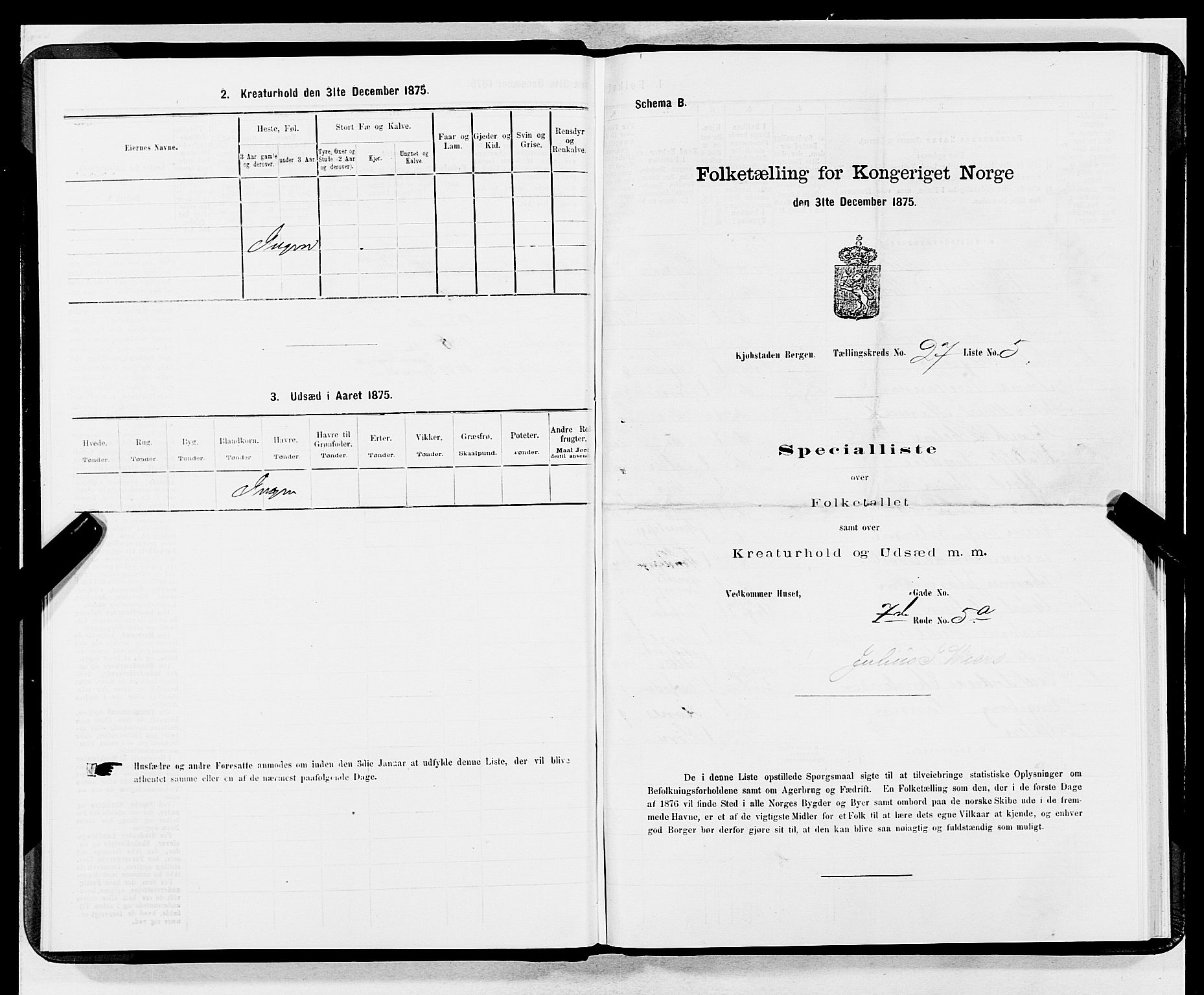 SAB, 1875 census for 1301 Bergen, 1875, p. 1350