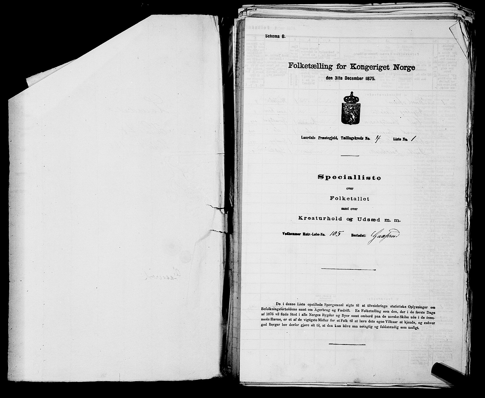 SAKO, 1875 census for 0728P Lardal, 1875, p. 516