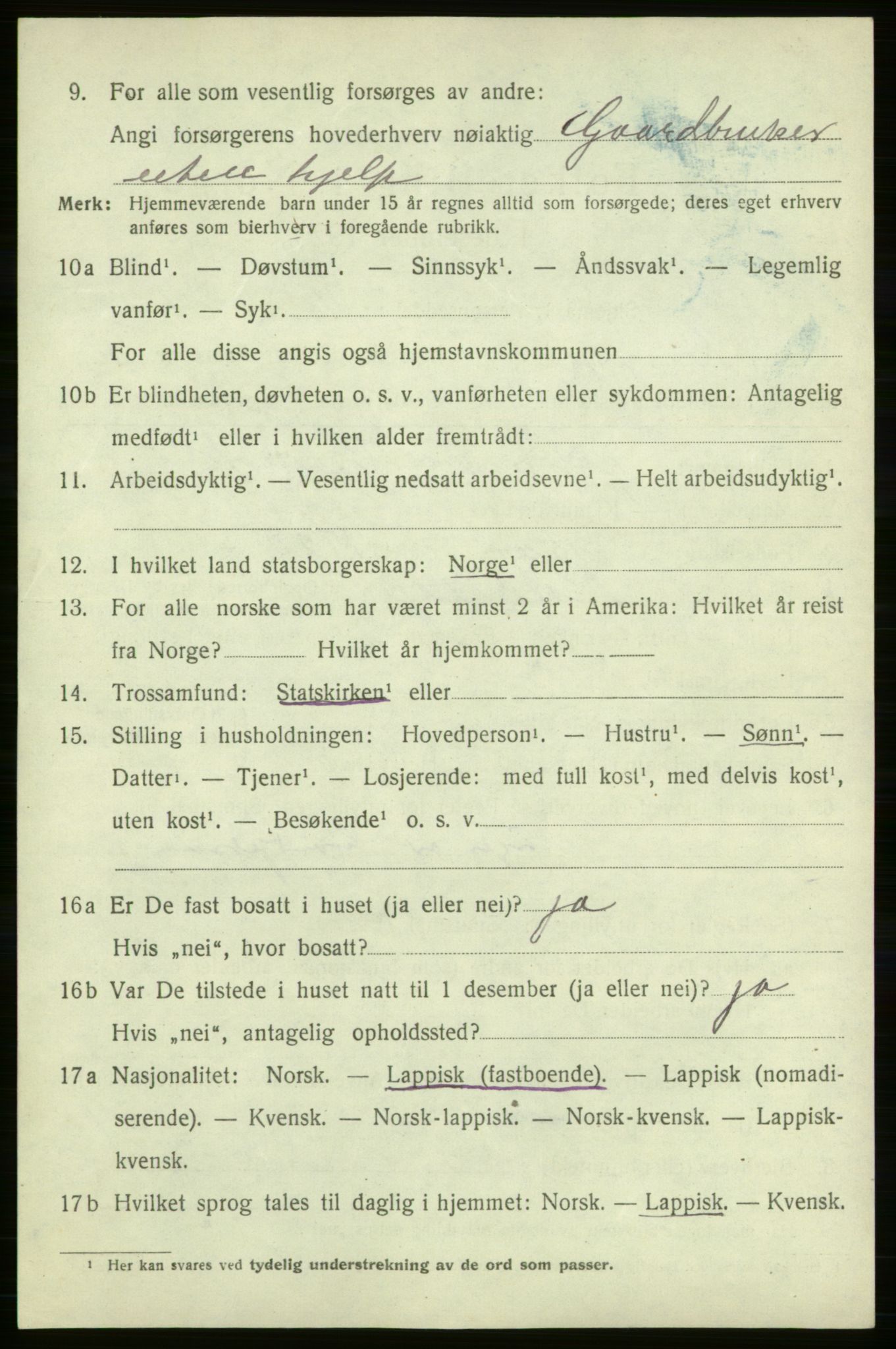 SATØ, 1920 census for Karasjok, 1920, p. 1785