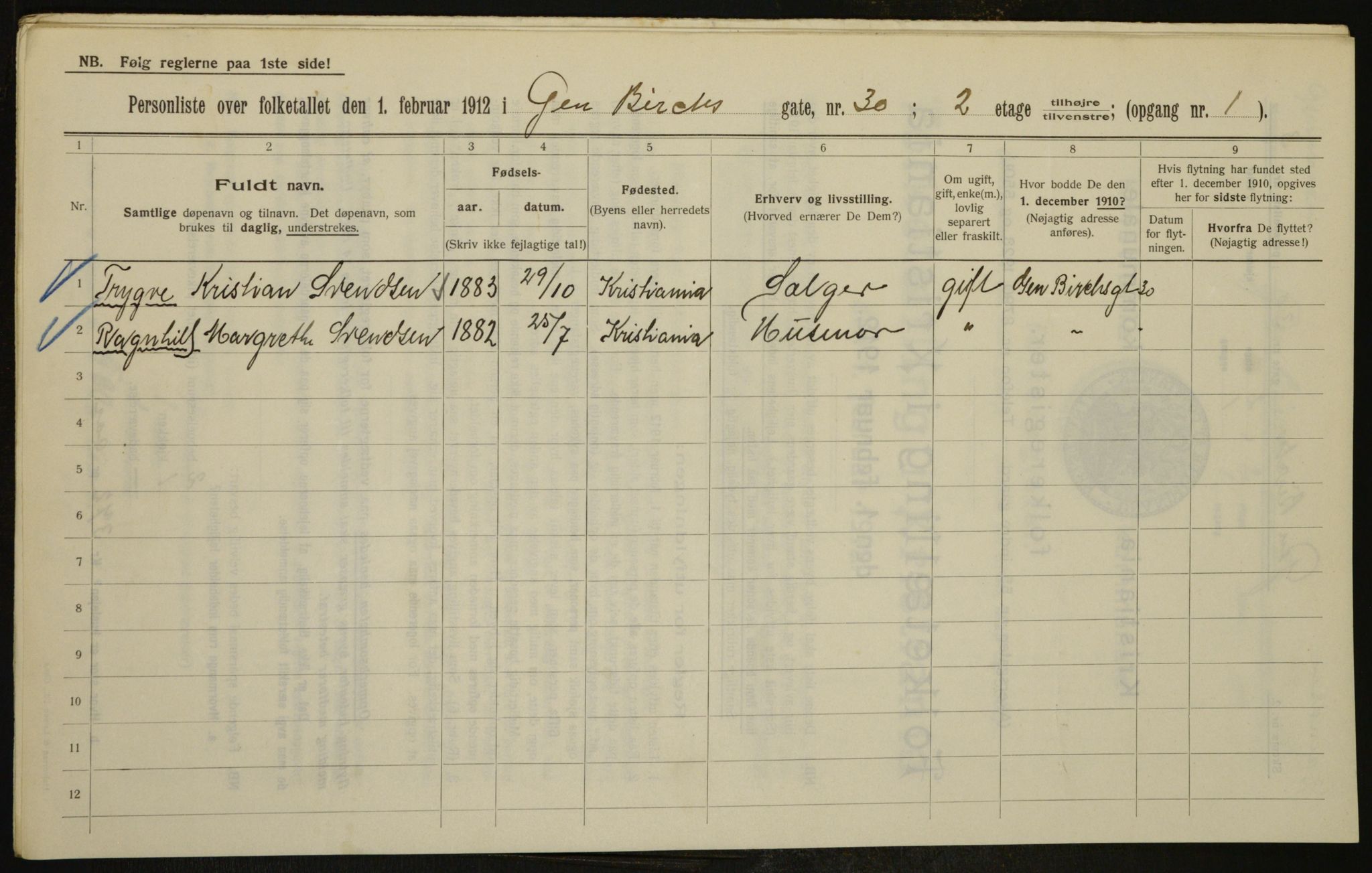 OBA, Municipal Census 1912 for Kristiania, 1912, p. 28906