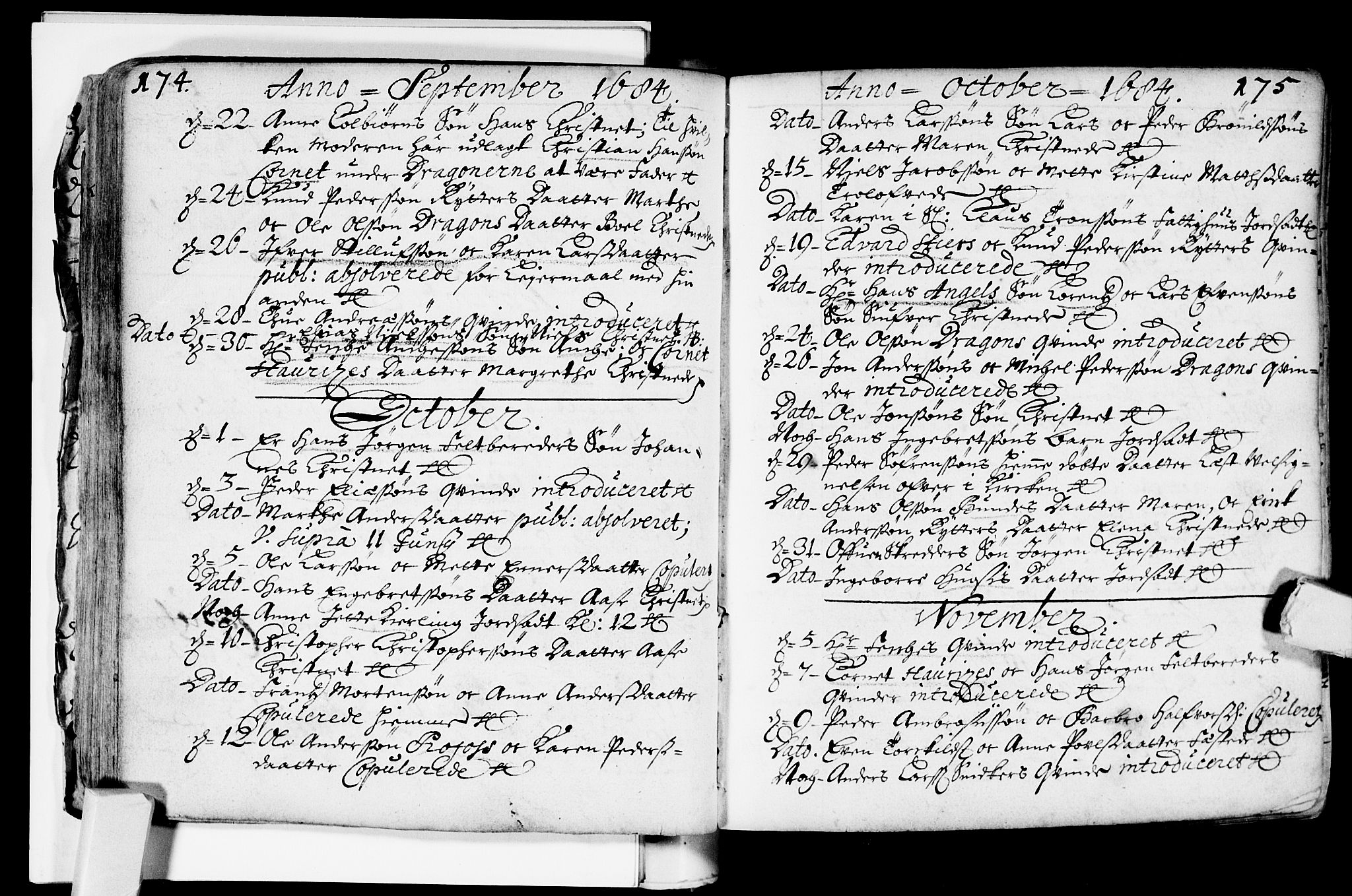 Bragernes kirkebøker, AV/SAKO-A-6/F/Fa/L0002: Parish register (official) no. I 2, 1680-1705, p. 174-175